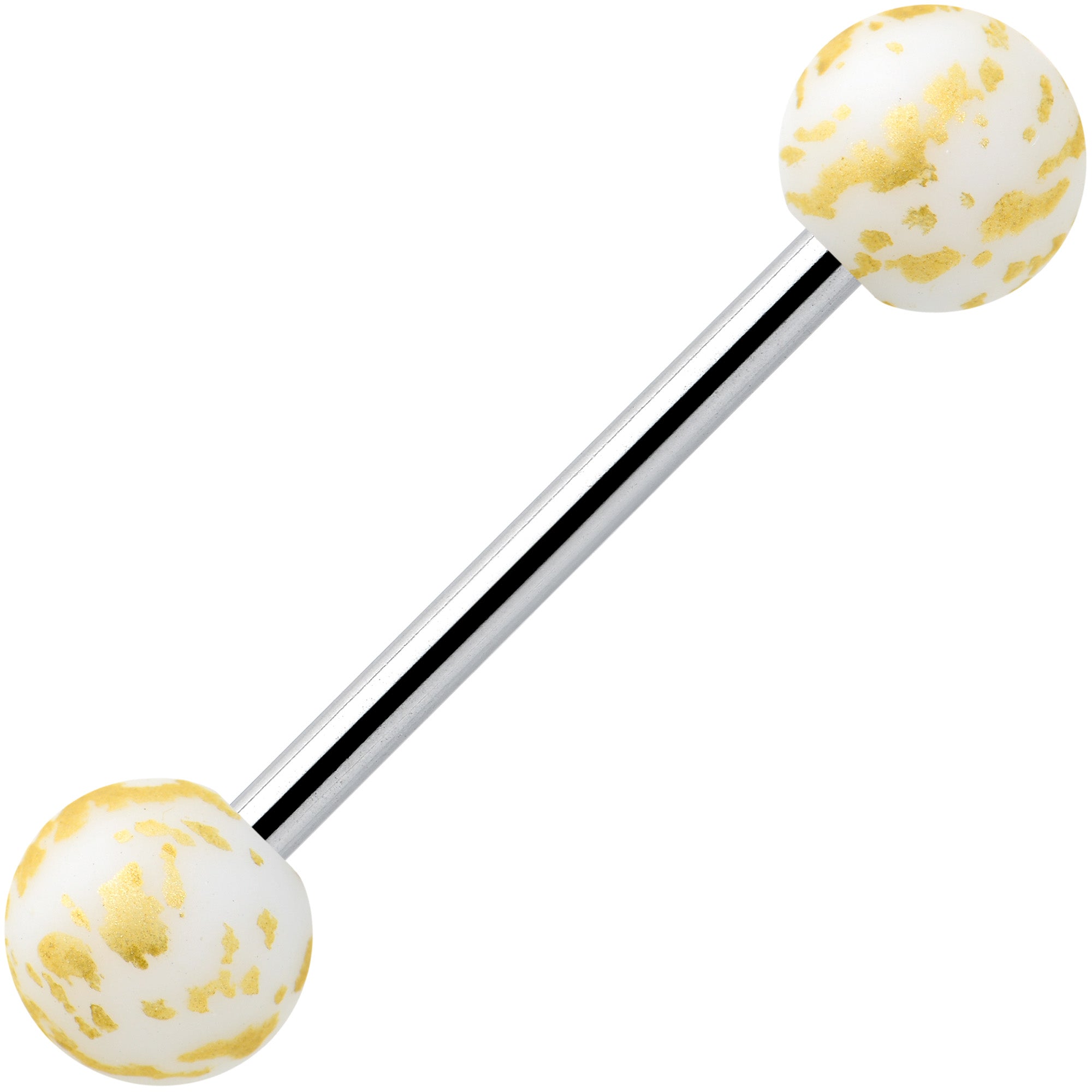 Matte White Splatter Pattern Barbell Tongue Ring