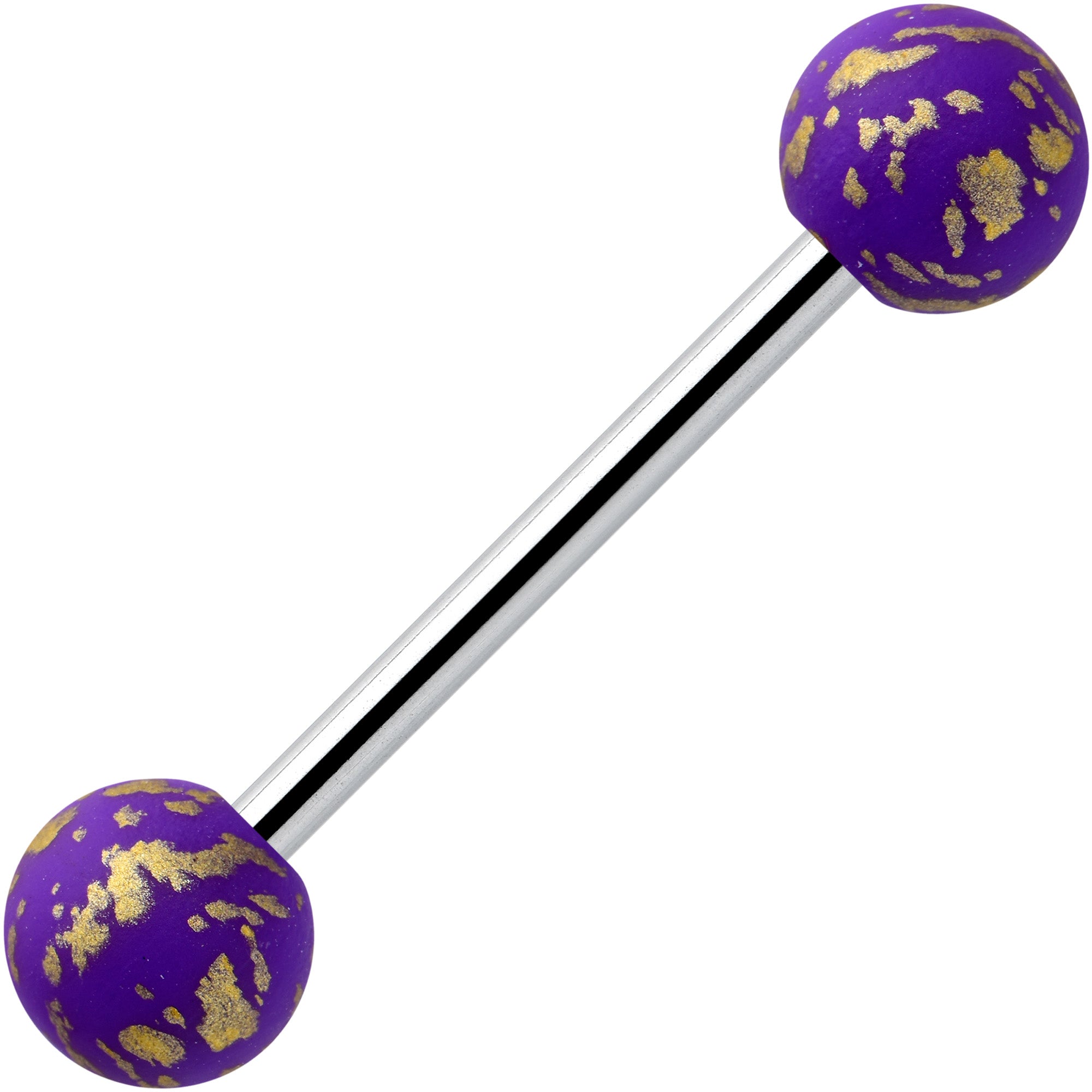 Matte Purple Splatter Pattern Barbell Tongue Ring