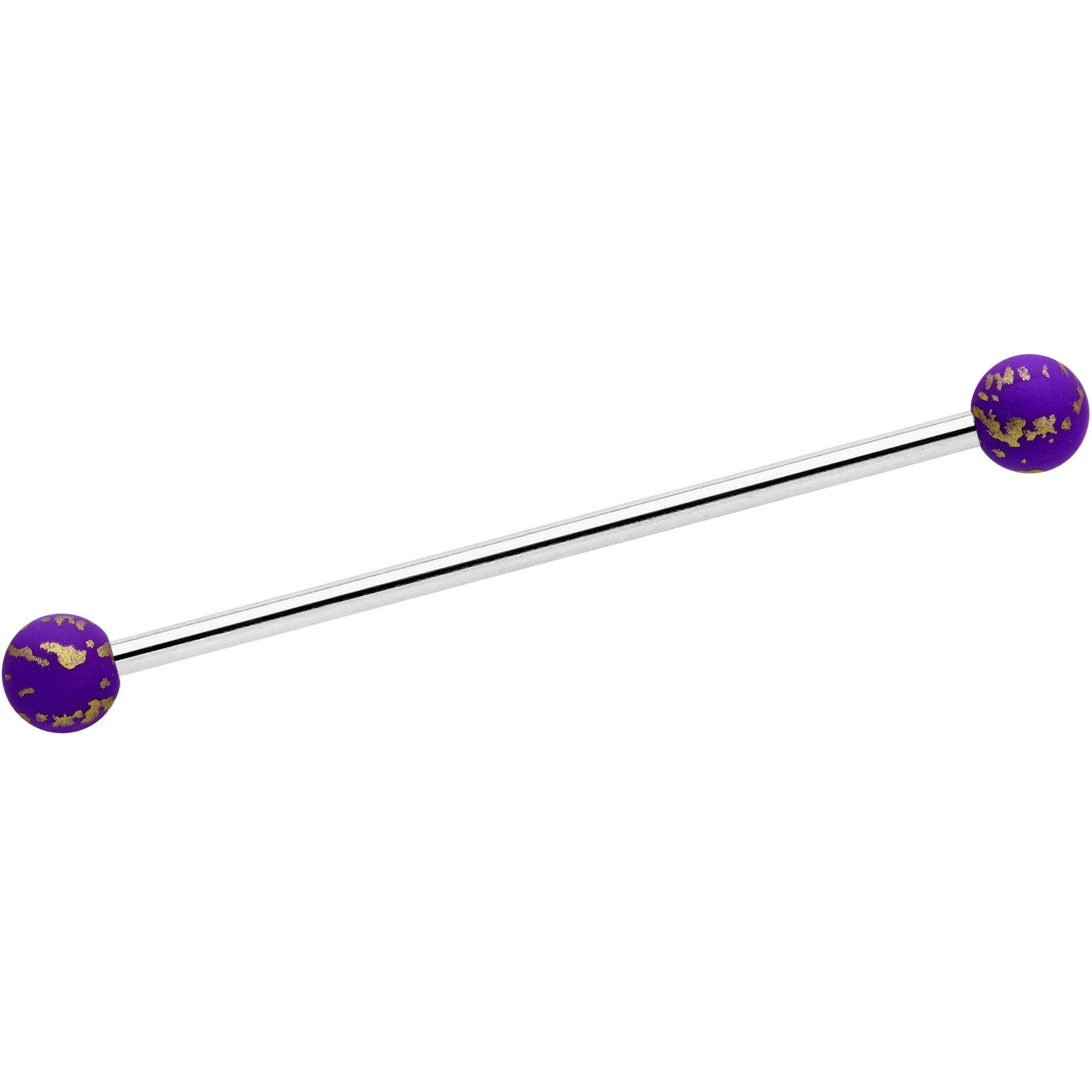 14 Gauge Matte Purple Splatter Pattern Ends Industrial Barbell 38mm