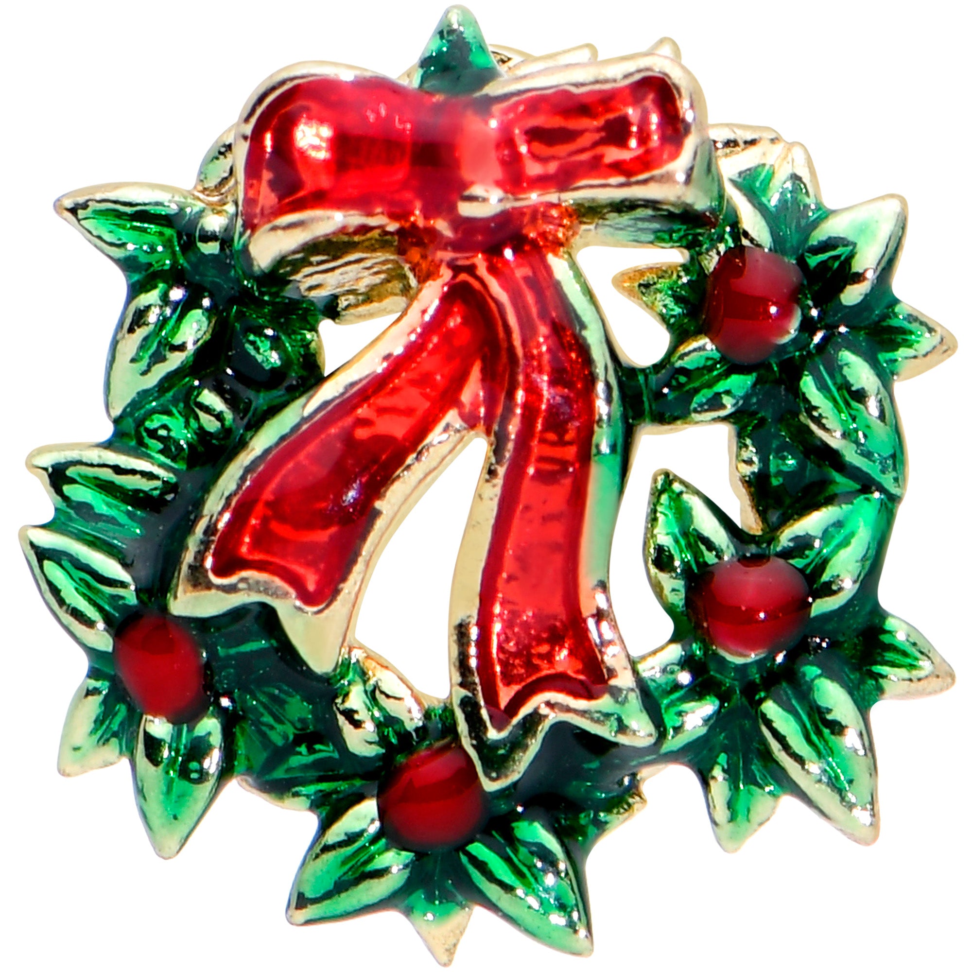 20 Gauge 7mm Festive Bow Wreath Christmas L Shape Nose Ring