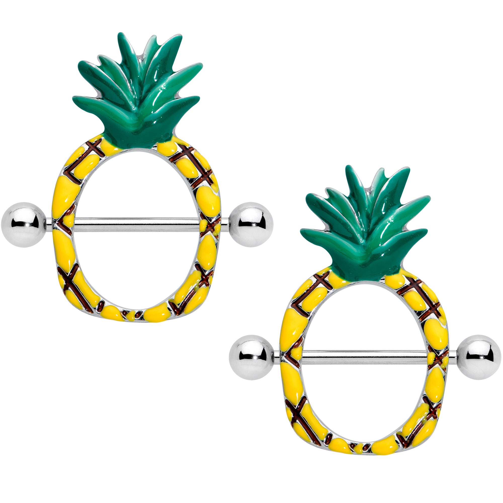 14 Gauge 9/16 Tropical Tasty Pineapple Nipple Shield Set