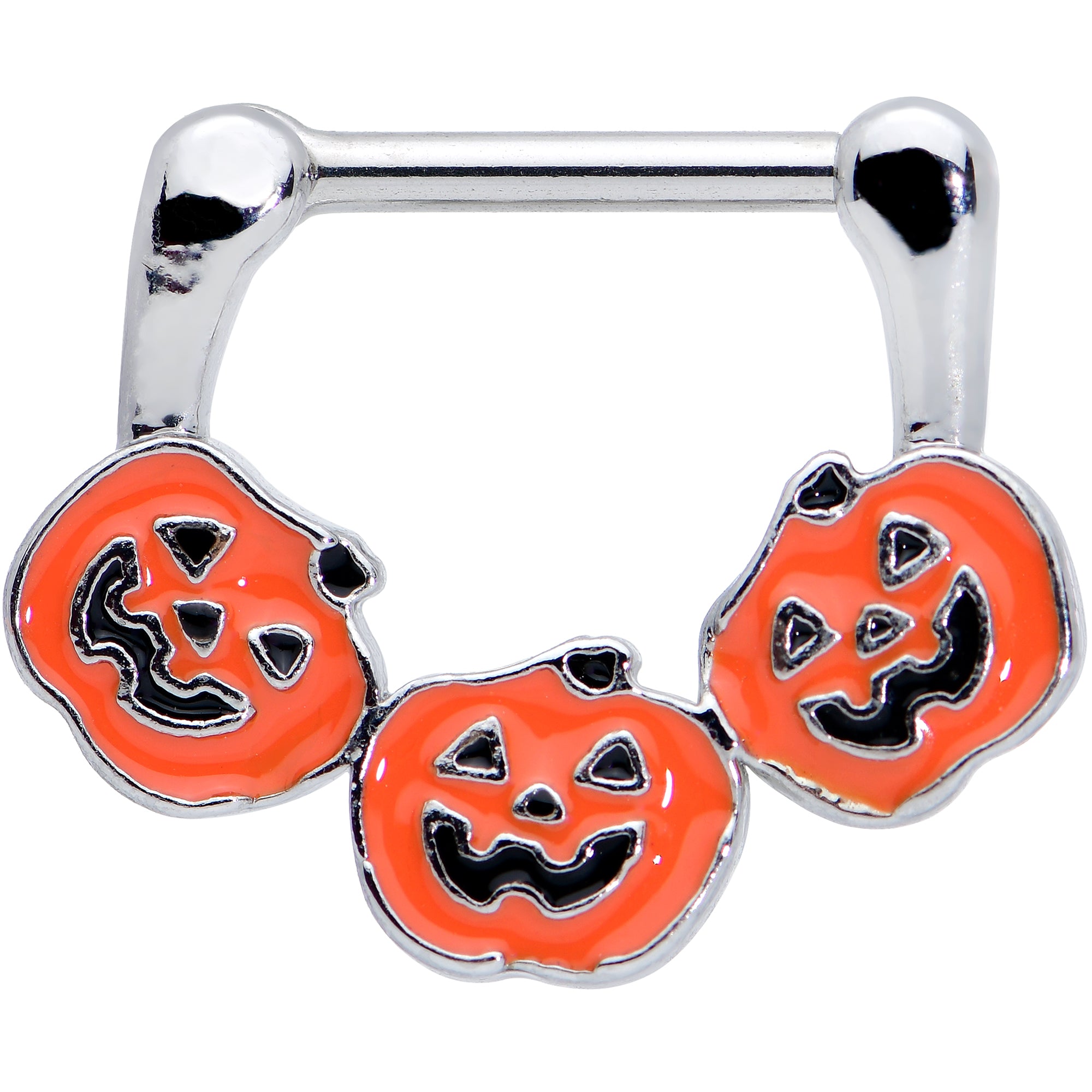 16 Gauge 5/16 Jack O Lantern Trio Pumpkin Halloween Cartilage Clicker