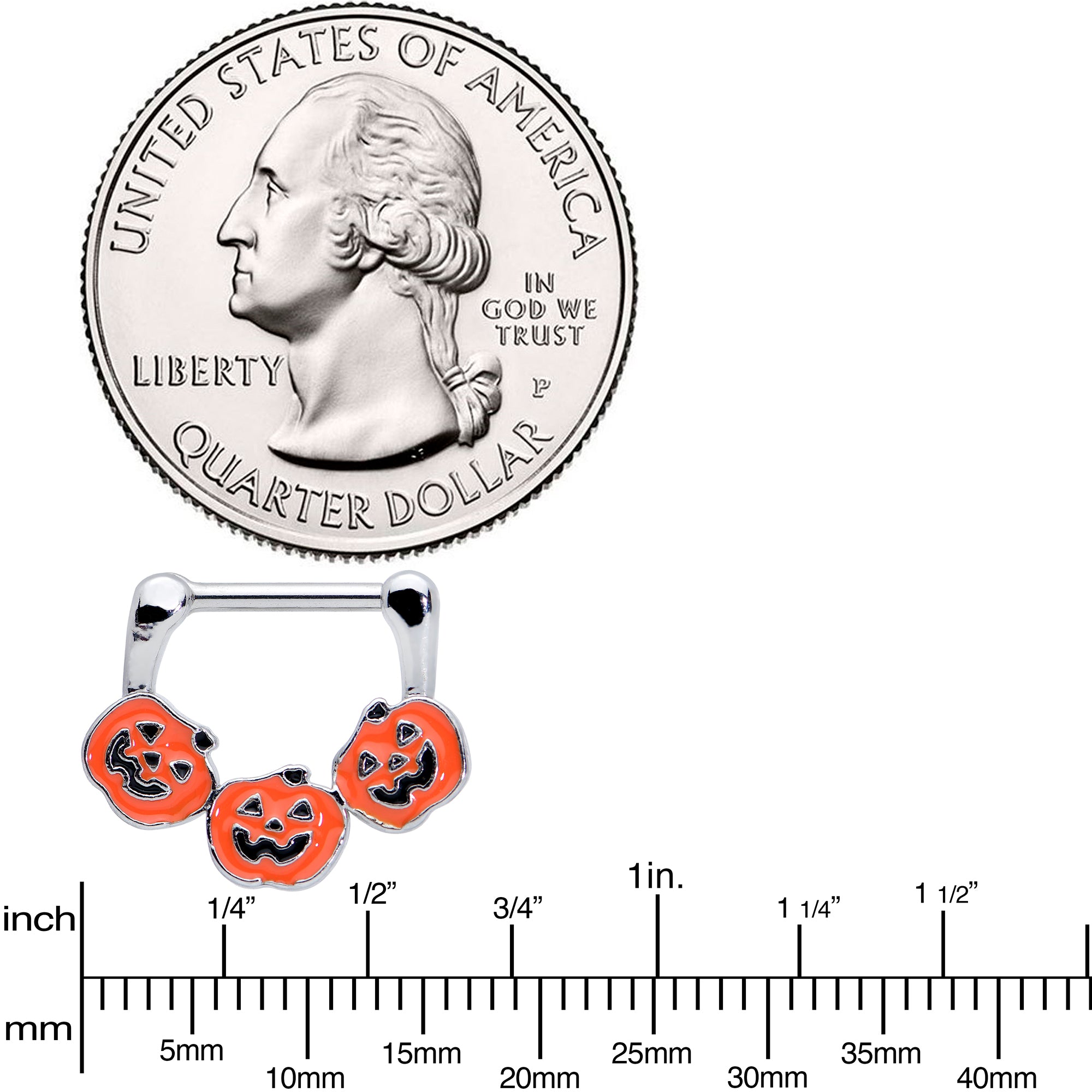 16 Gauge 5/16 Jack O Lantern Trio Pumpkin Halloween Cartilage Clicker