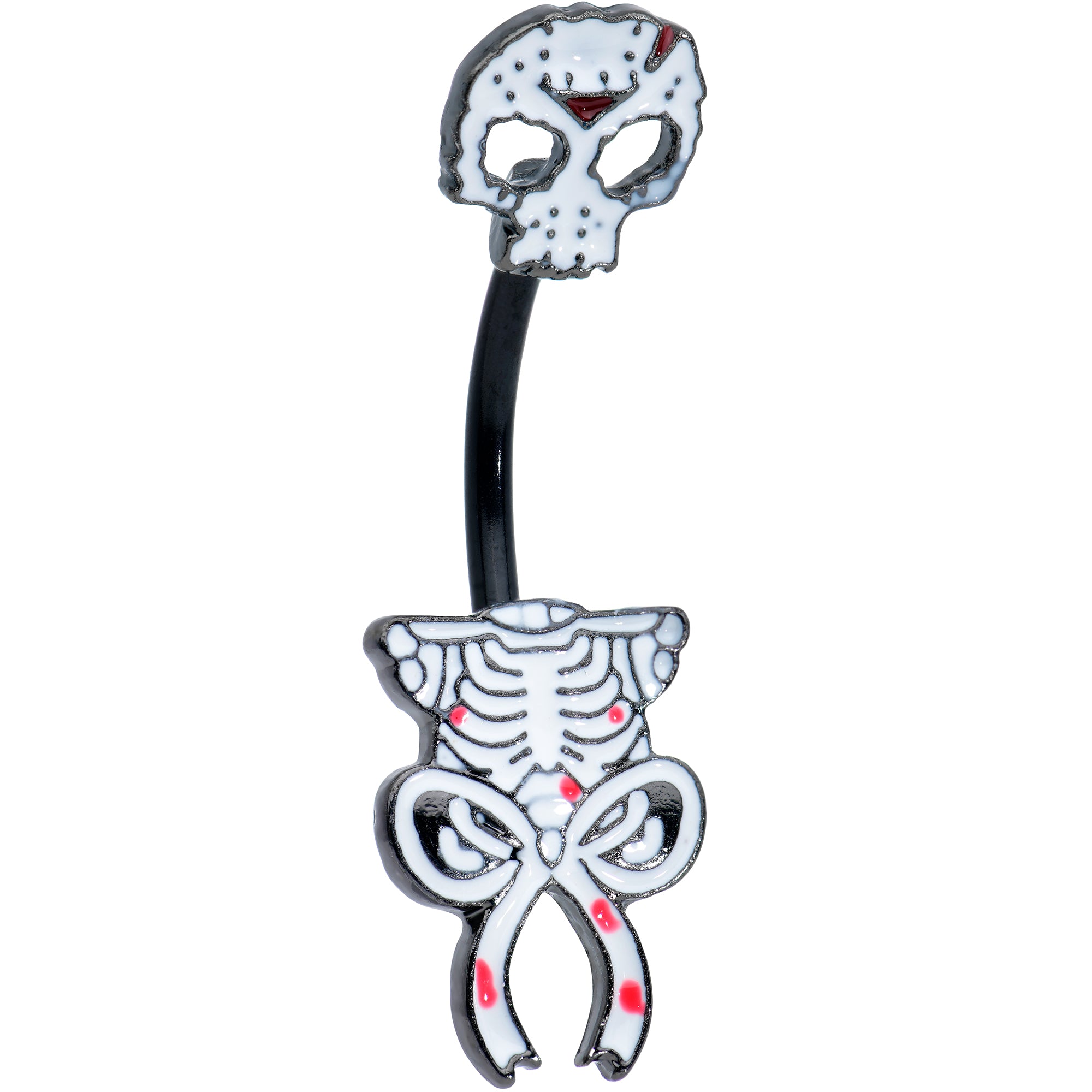 Black Skeleton Body Halloween Double Mount Belly Ring