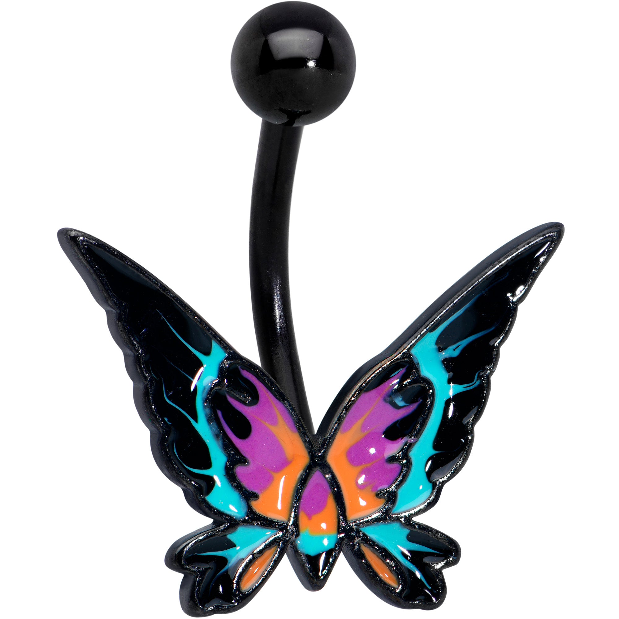 Black Sunset Butterfly Belly Ring