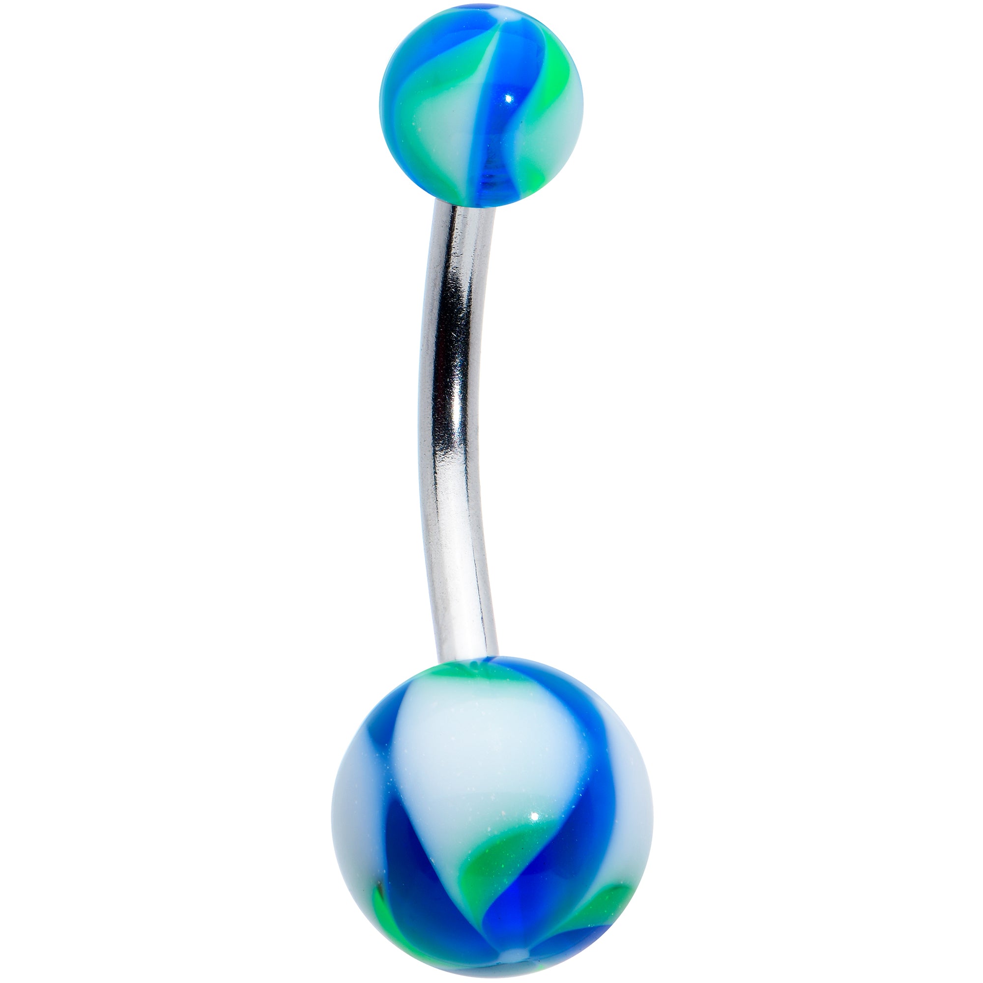 Blue Green Swirl Acrylic Ball End Belly Ring