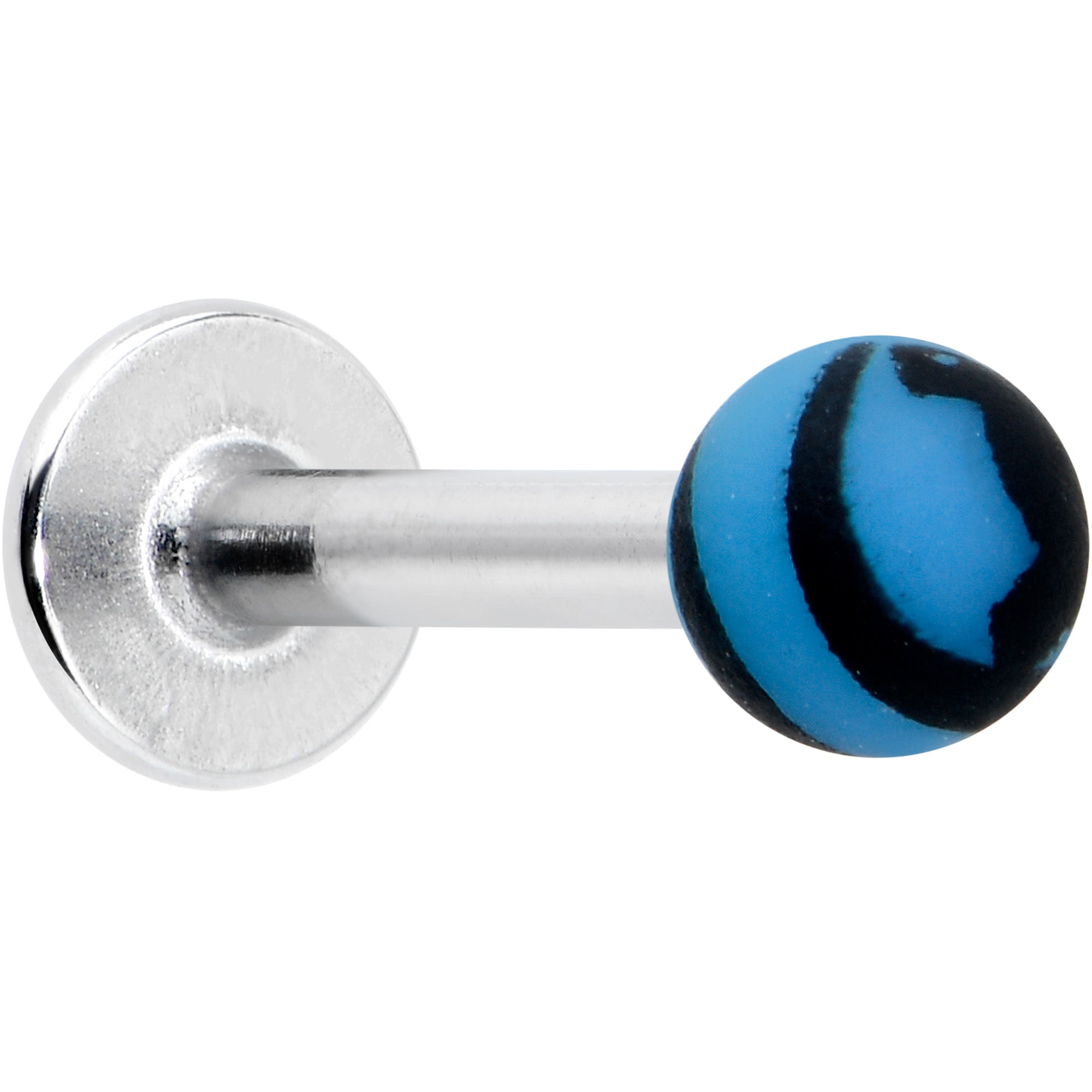 16 Gauge 5/16 Matte Blue Zebra Stripe Labret Monroe Tragus