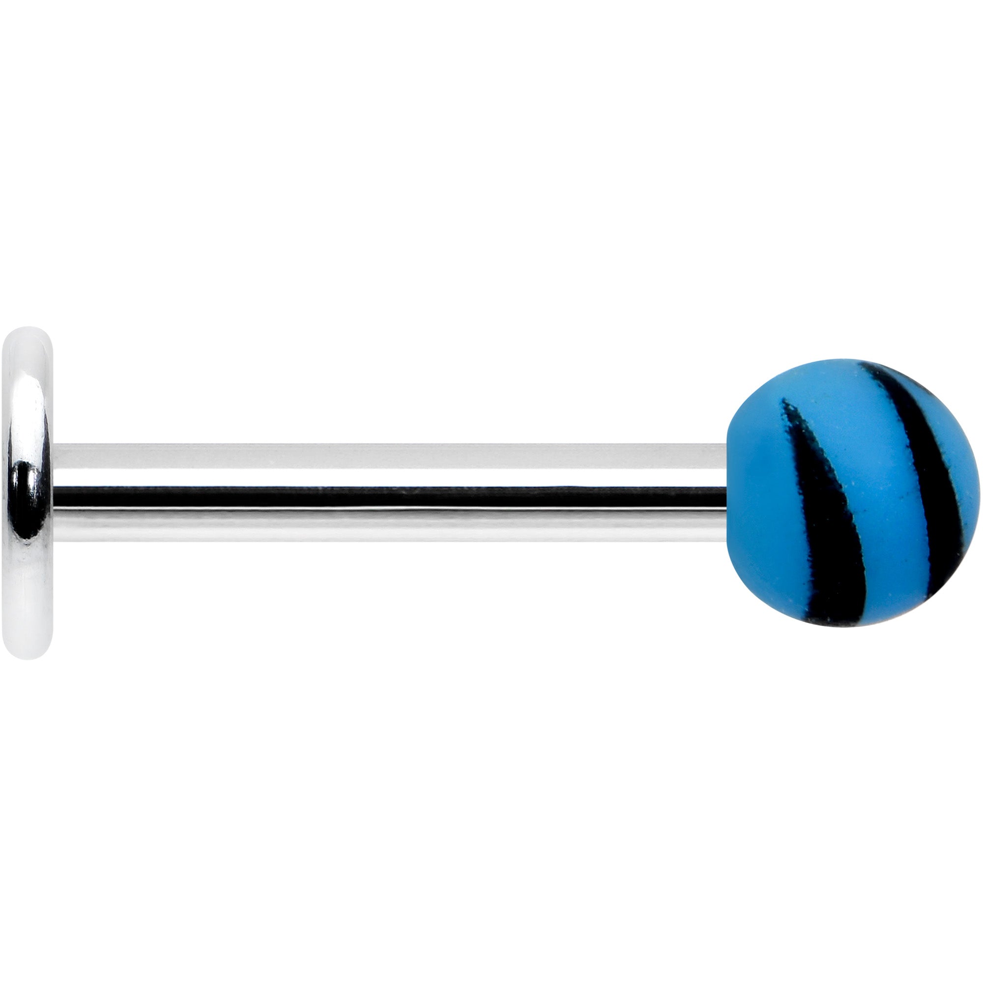 16 Gauge 5/16 Matte Blue Zebra Stripe Labret Monroe Tragus