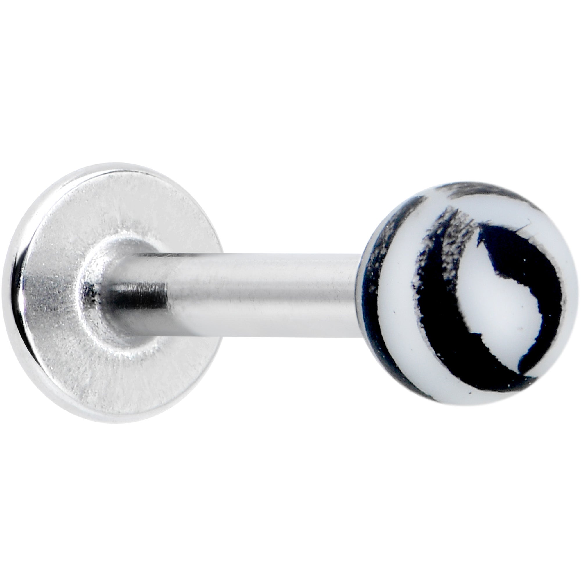 16 Gauge 5/16 Matte White Zebra Stripe Labret Monroe Tragus