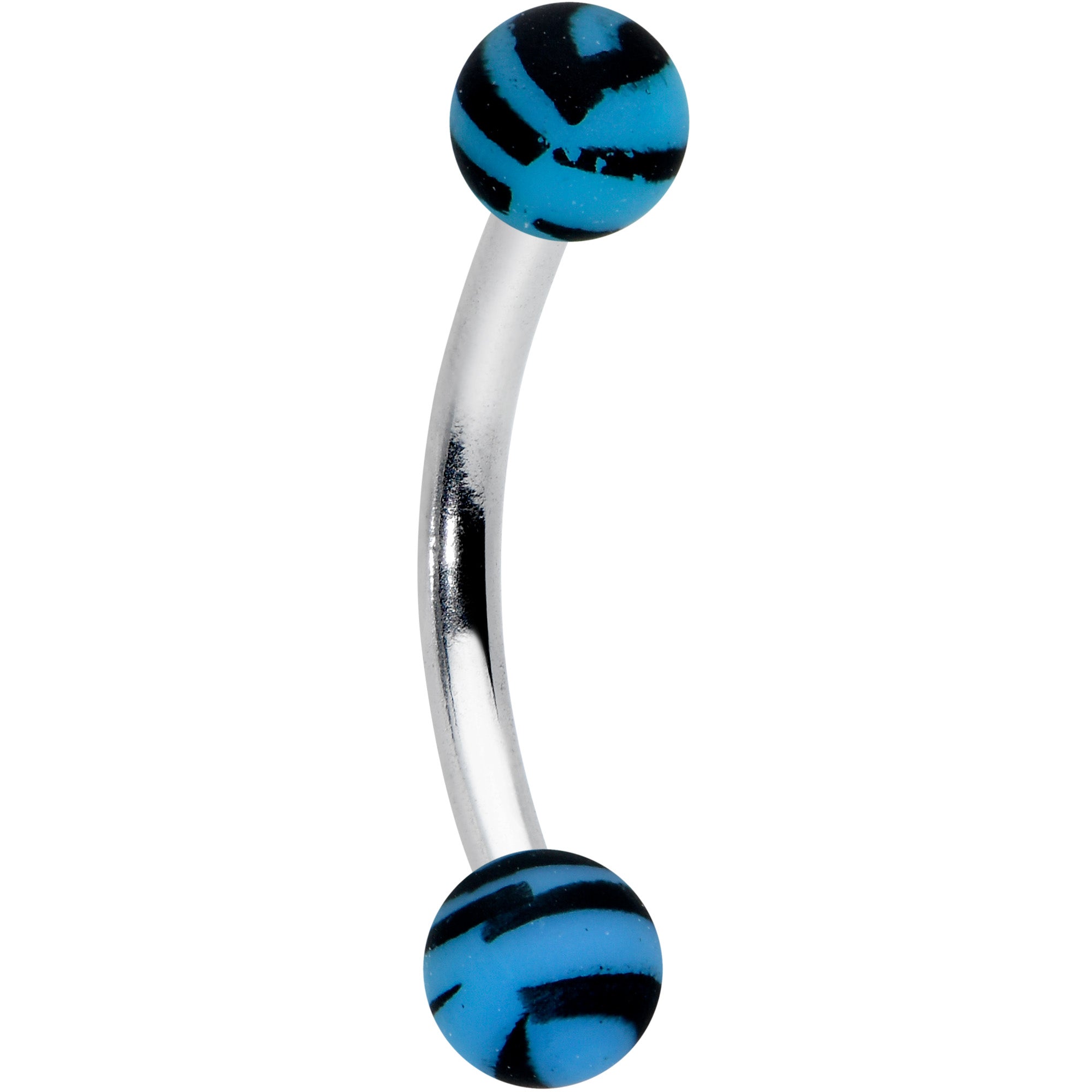 16 Gauge 5/16 Matte Blue Zebra Stripe Curved Eyebrow Ring