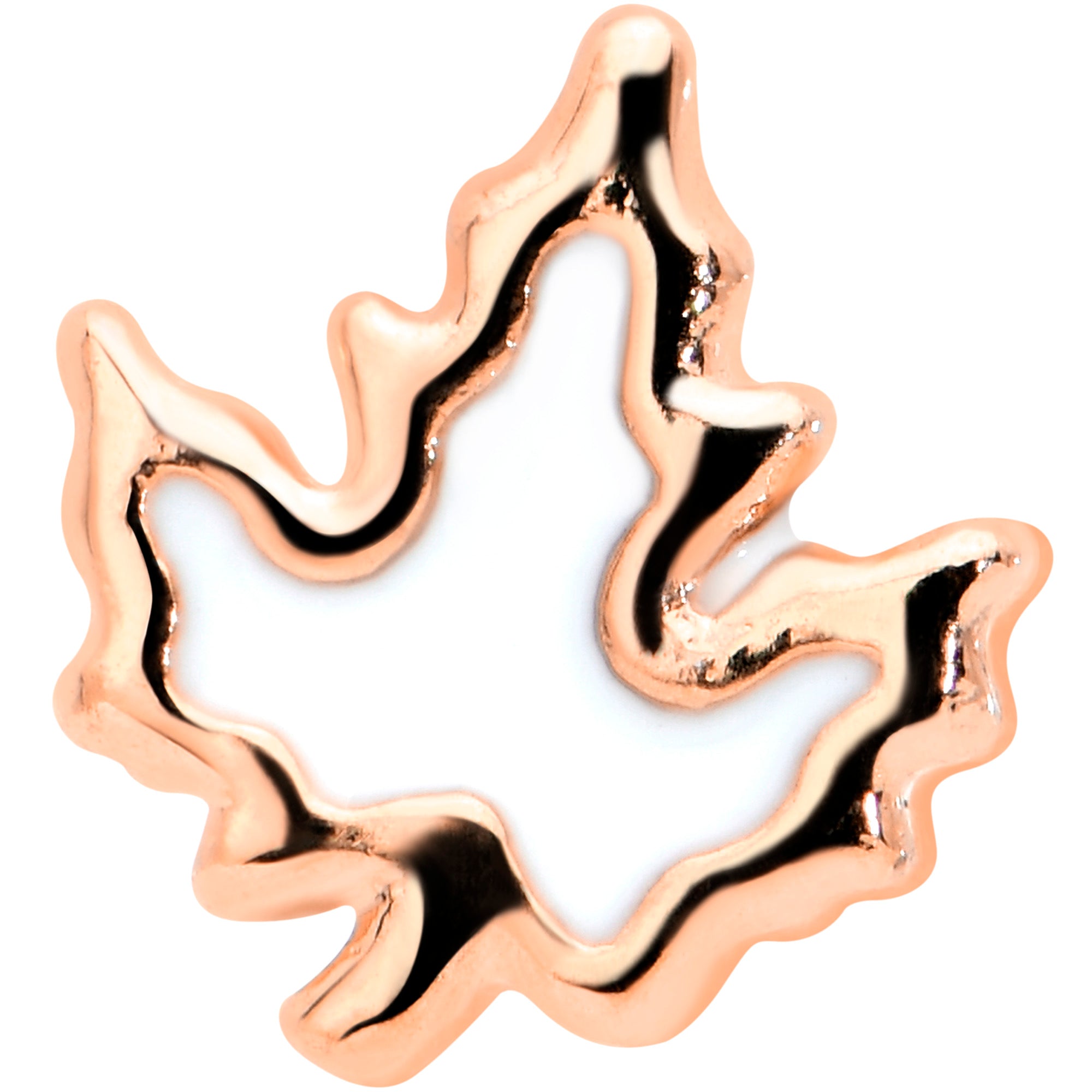 16 Gauge 1/4 Rose Gold Tone Fall White Maple Leaf Cartilage Tragus