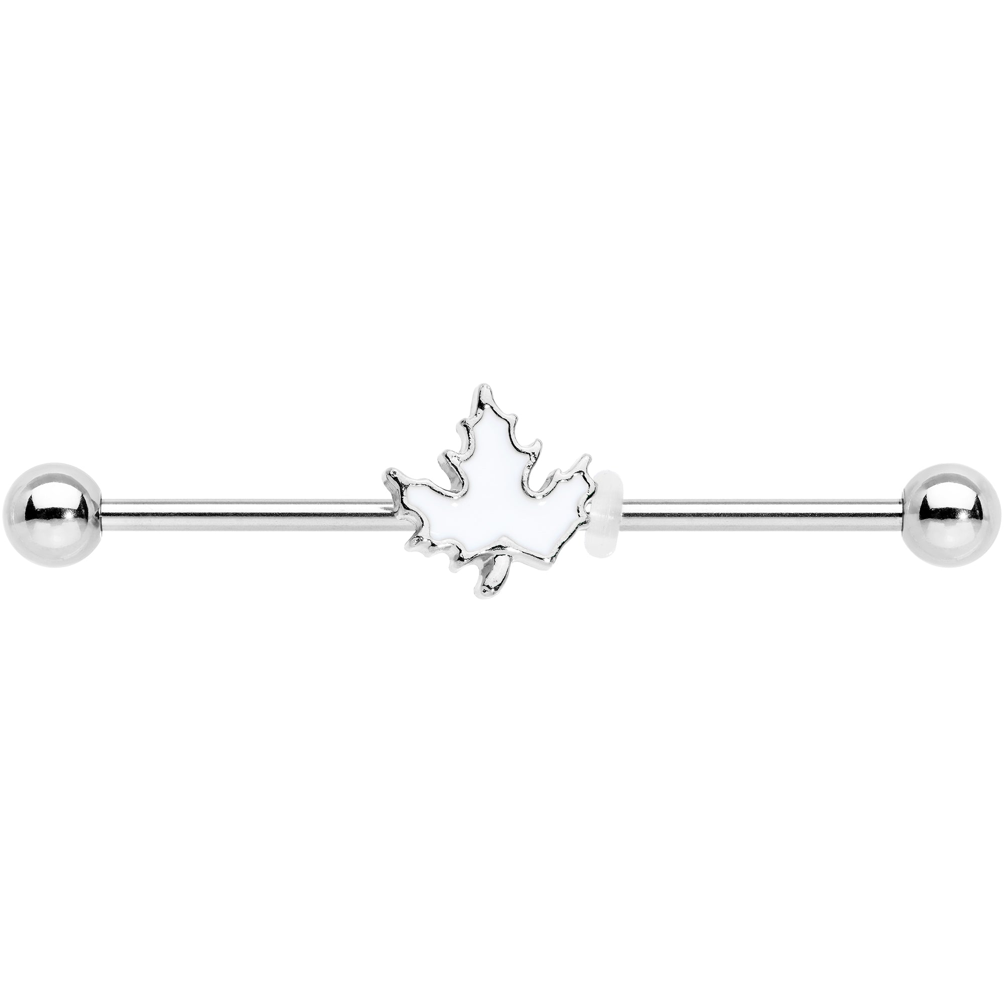 14 Gauge Autumn White Maple Leaf Industrial Barbell 38mm