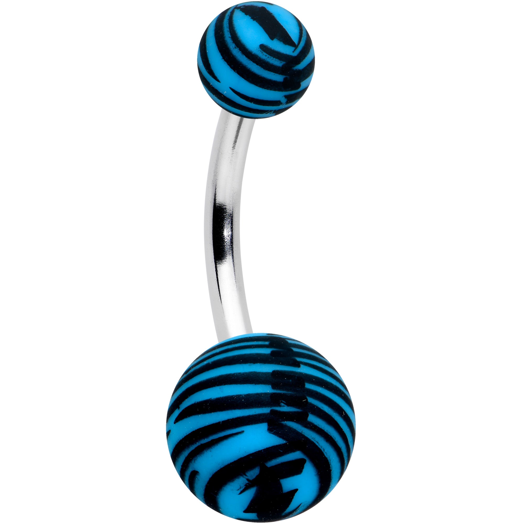 Matte Blue Zebra Stripe Belly Ring