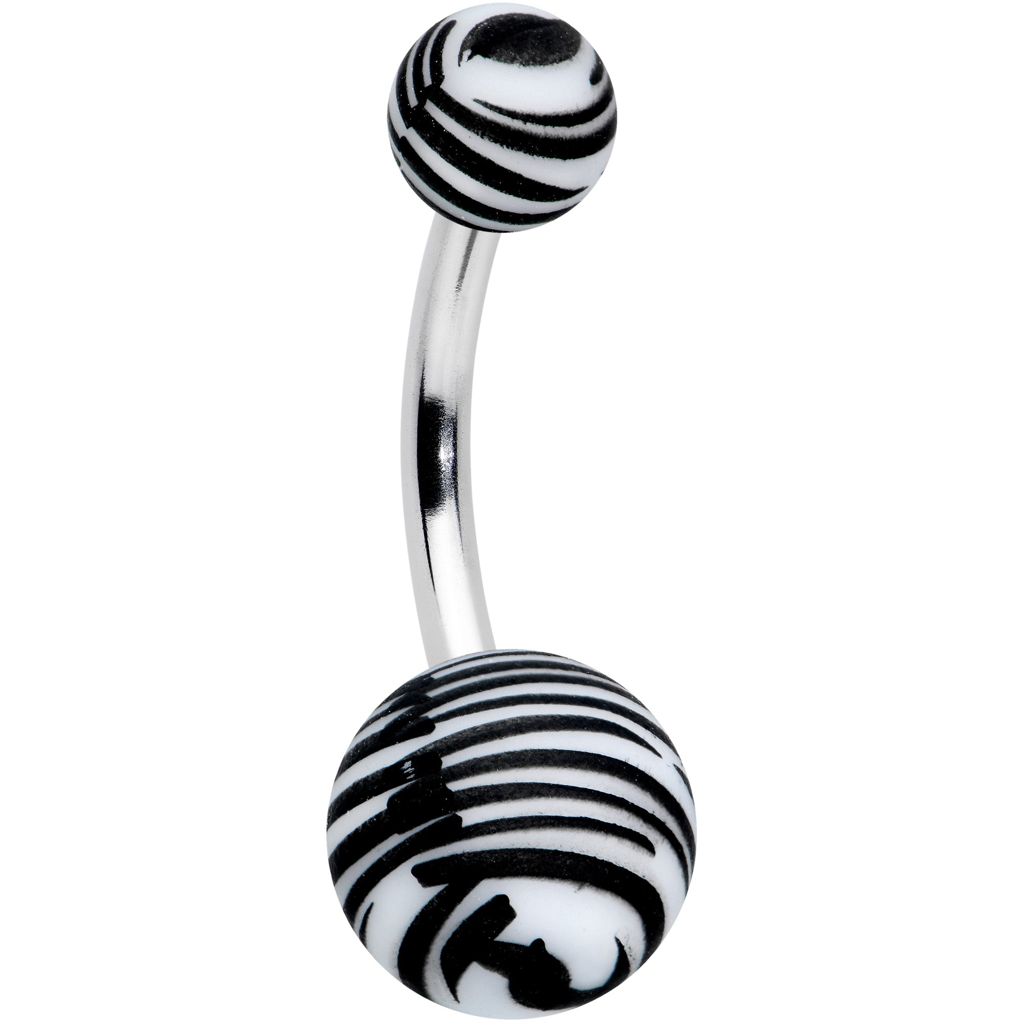 Matte White Zebra Stripe Belly Ring