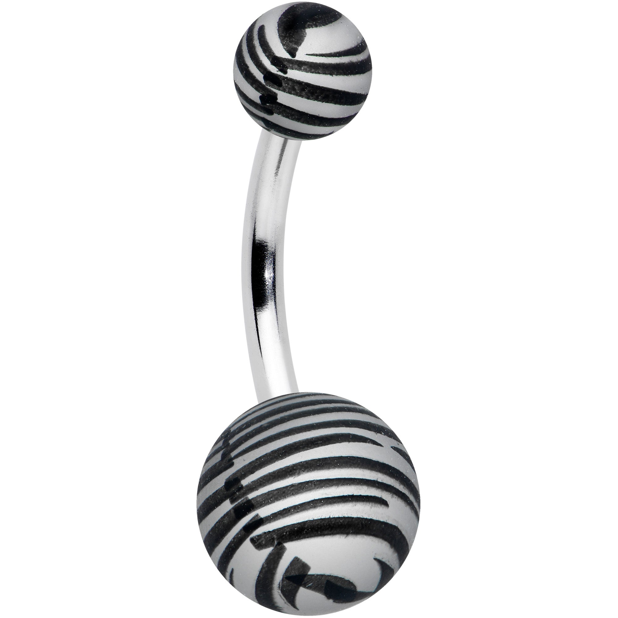 Matte Grey Zebra Stripe Belly Ring