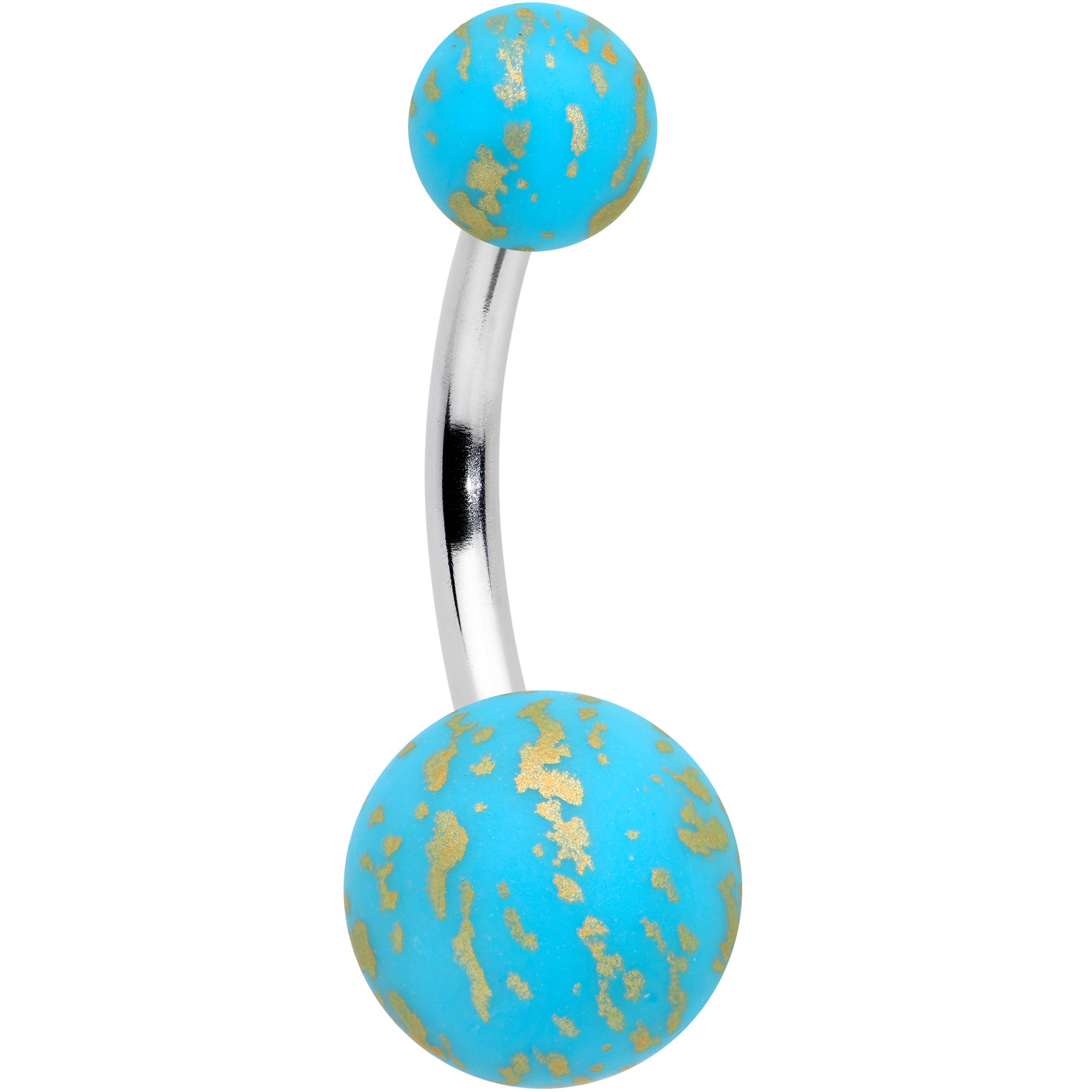 Matte Blue Splatter Pattern Belly Ring