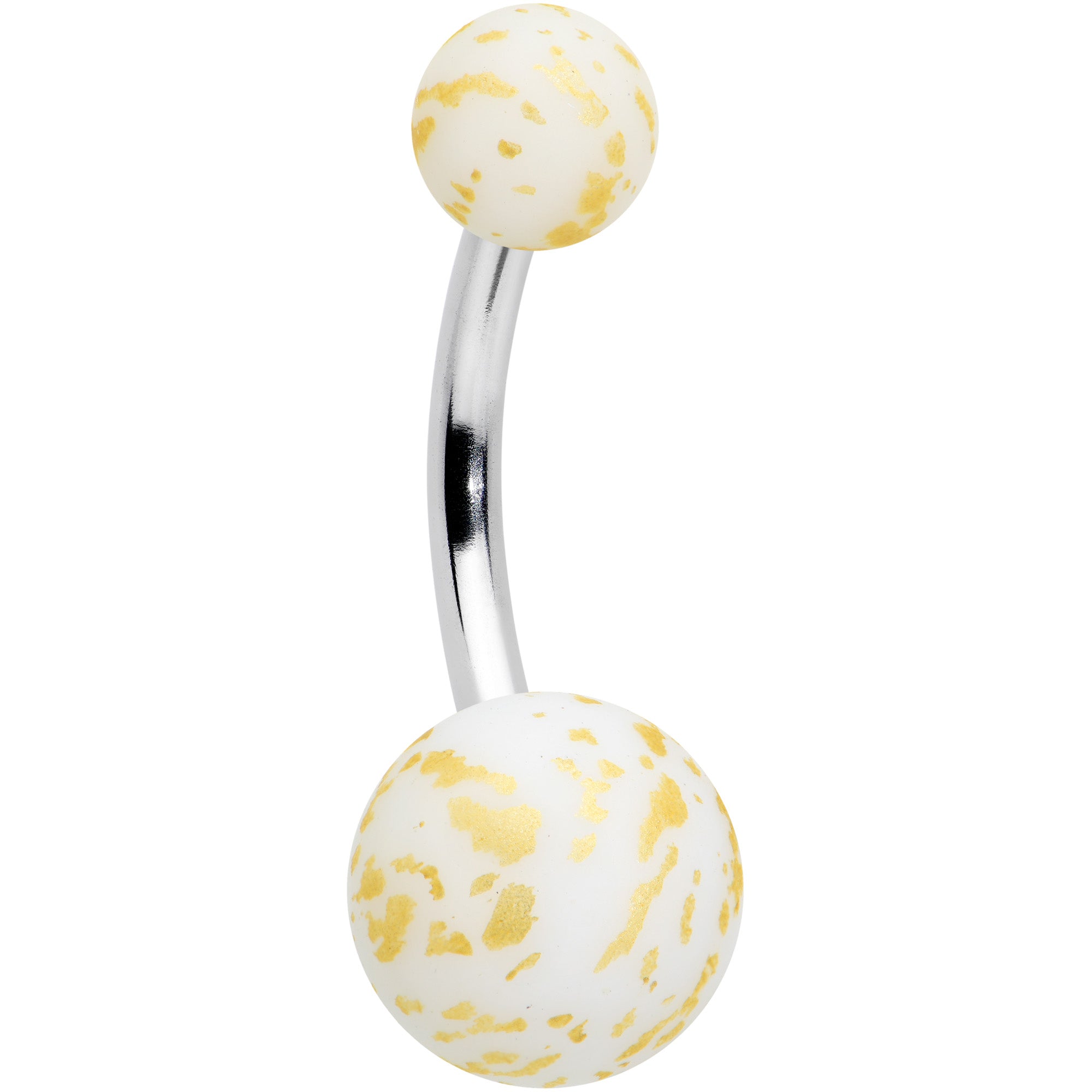 Matte White Splatter Pattern Belly Ring