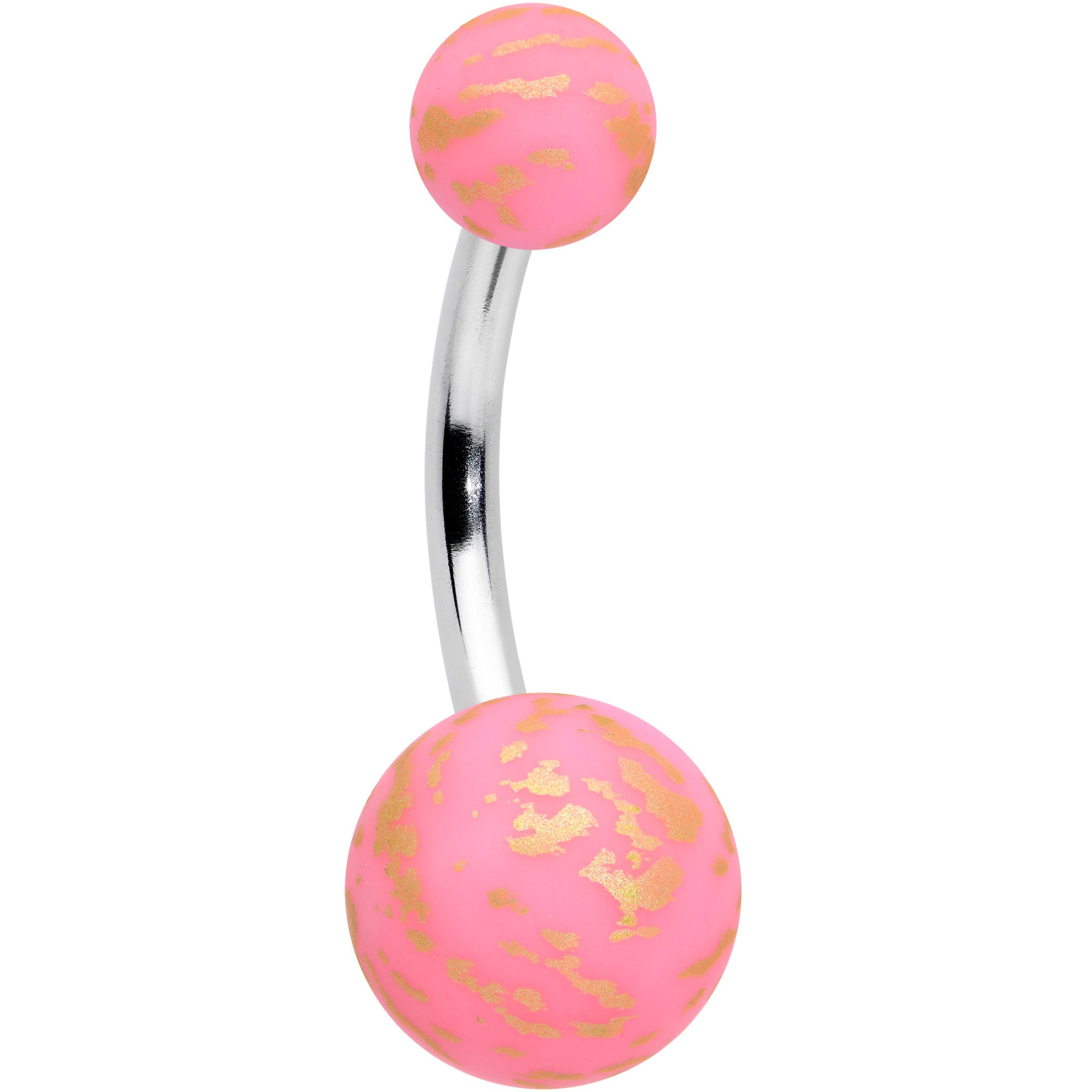 Matte Pink Splatter Pattern Belly Ring