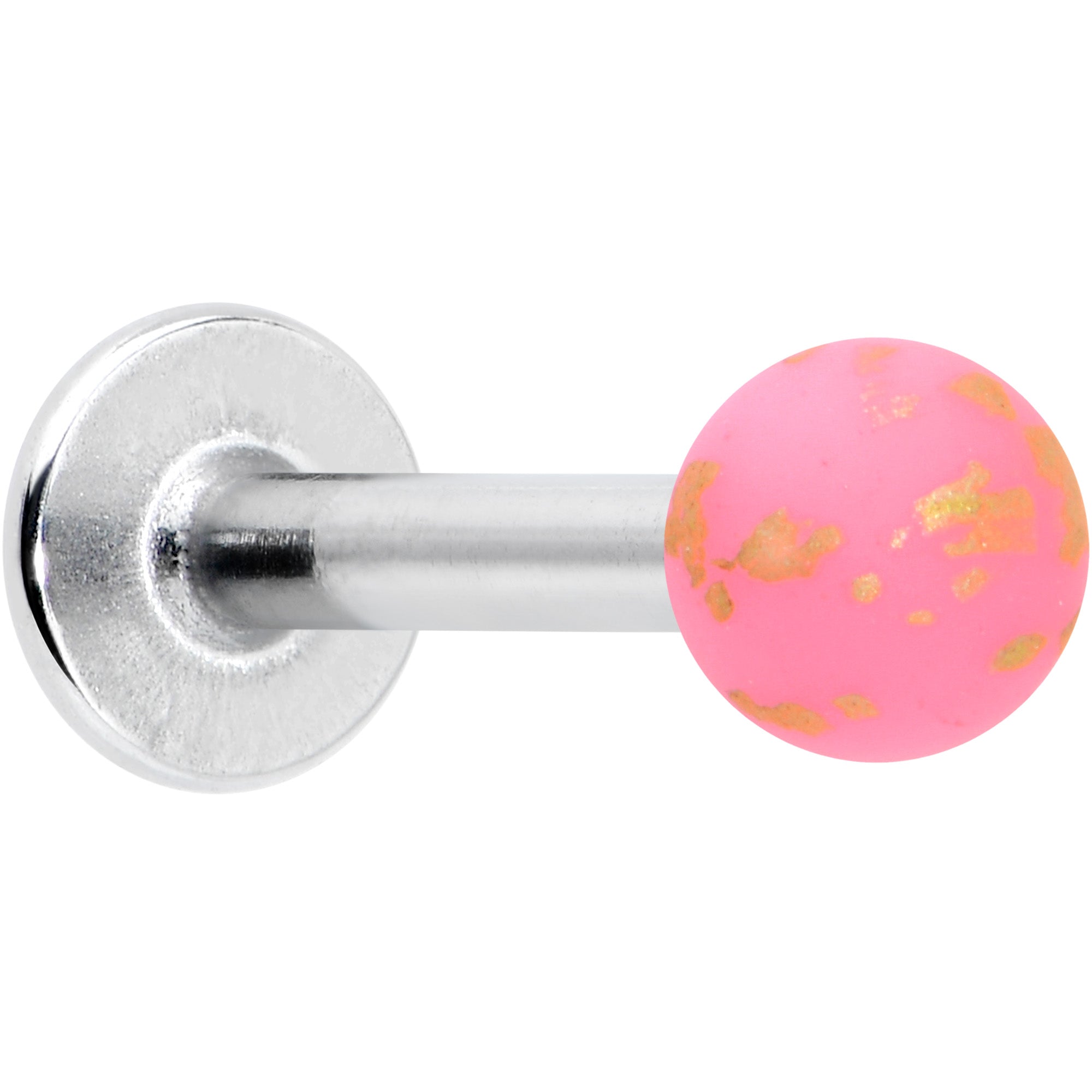 16 Gauge 5/16 Matte Pink Splatter Pattern Labret Monroe Tragus