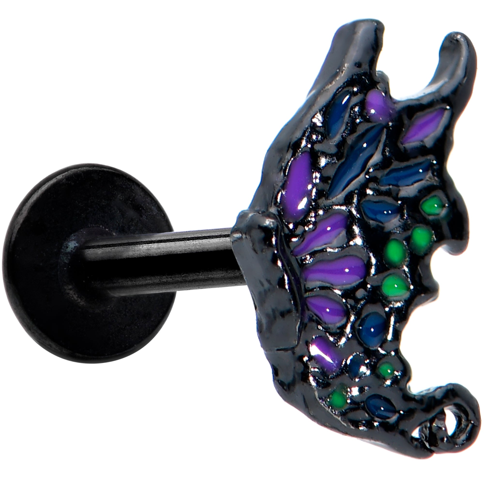 16 Gauge 5/16 Black Purple Wings Butterfly Labret Monroe Tragus