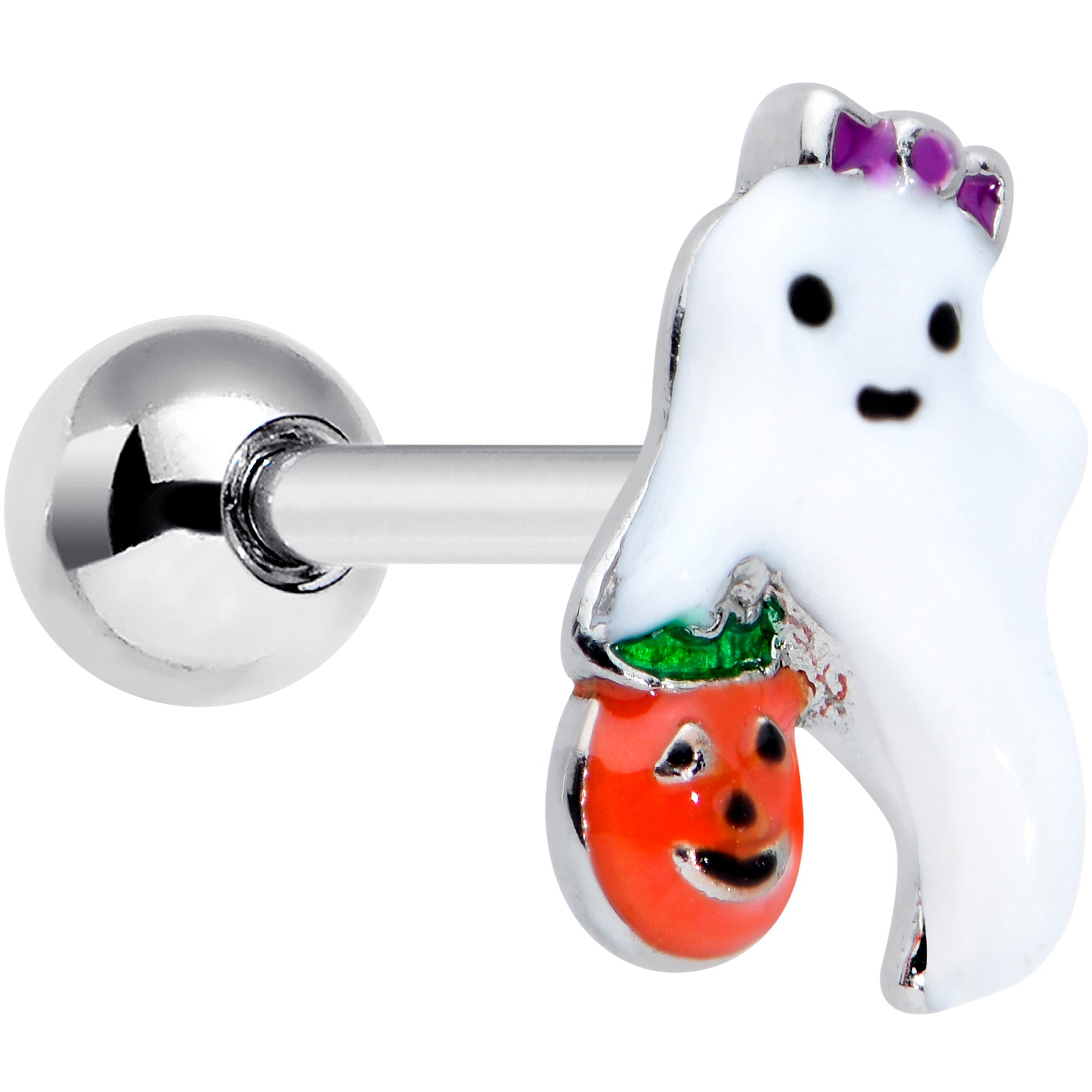 16 Gauge 1/4 Trick or Treat Bow Ghost Halloween Cartilage Tragus