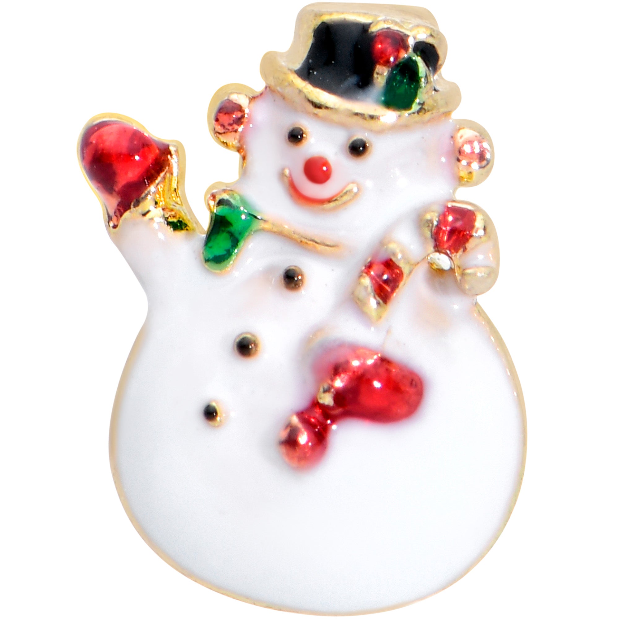 16 Gauge 5/16 Gold Tone Waving Snowman Christmas Labret Monroe Tragus