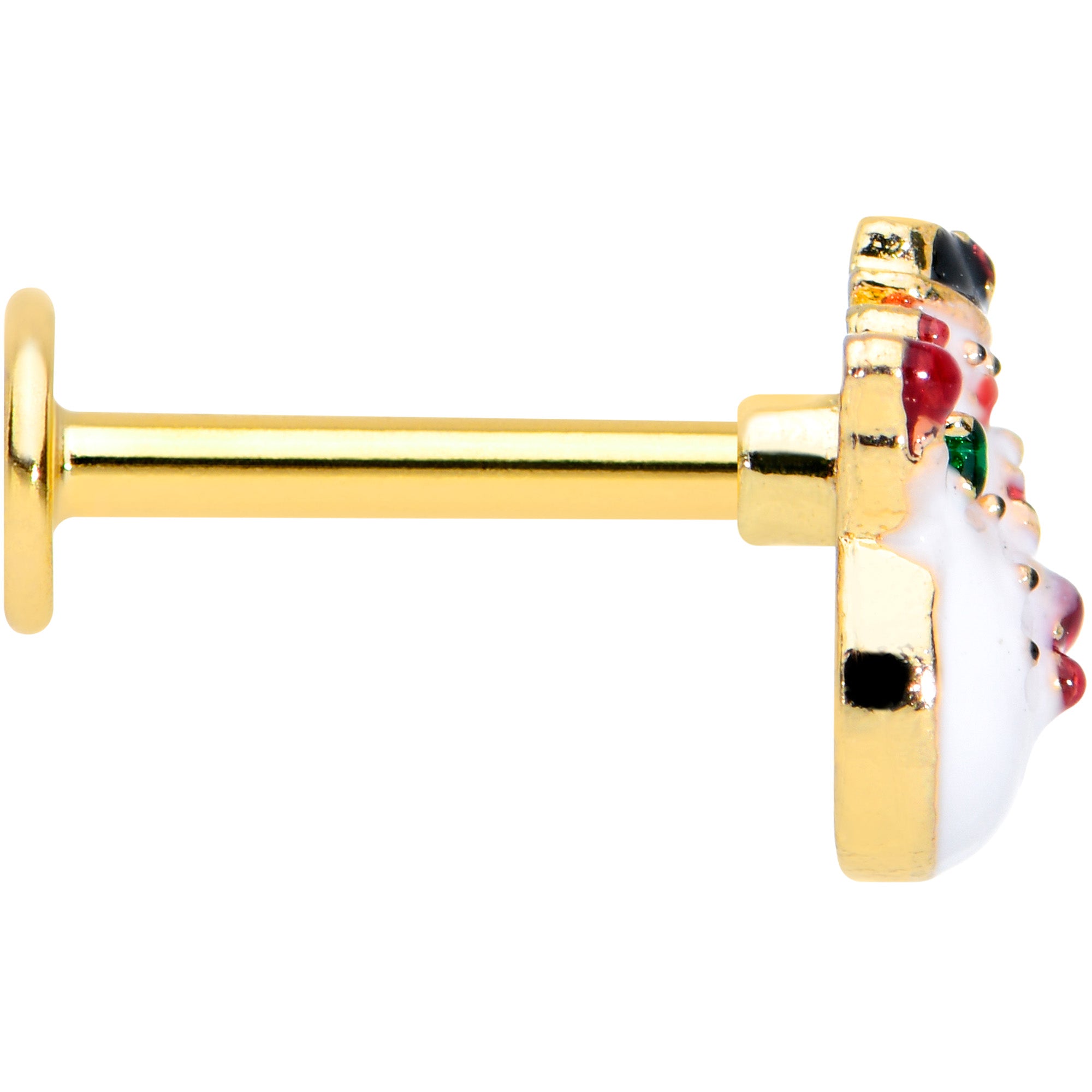 16 Gauge 5/16 Gold Tone Waving Snowman Christmas Labret Monroe Tragus