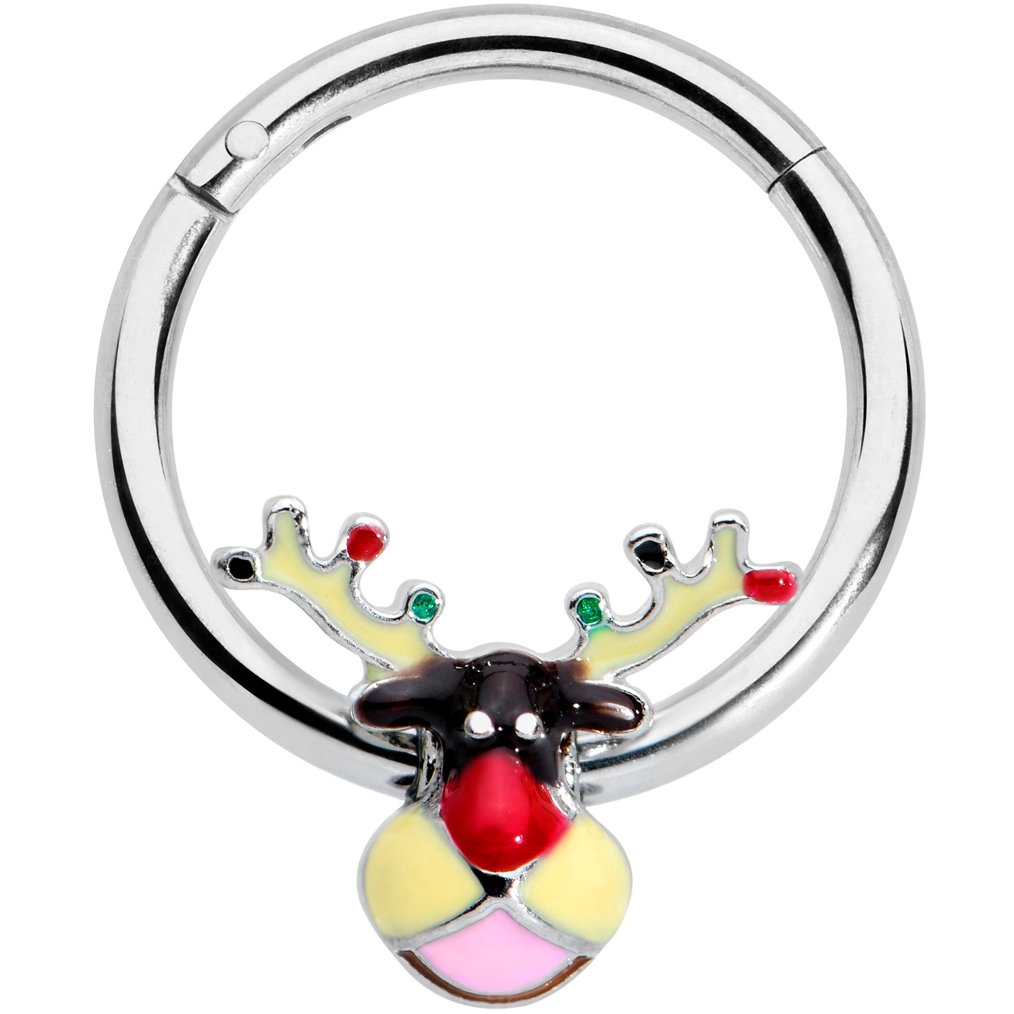 16 Gauge 3/8 Colorful Reindeer Christmas Hinged Segment Ring