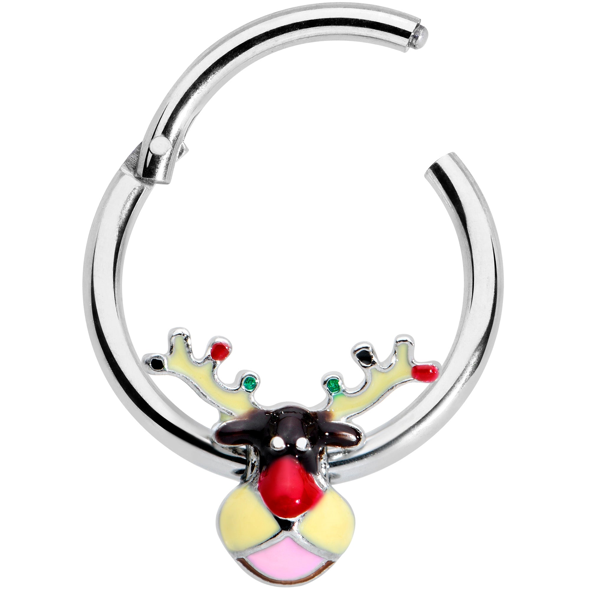 16 Gauge 3/8 Colorful Reindeer Christmas Hinged Segment Ring