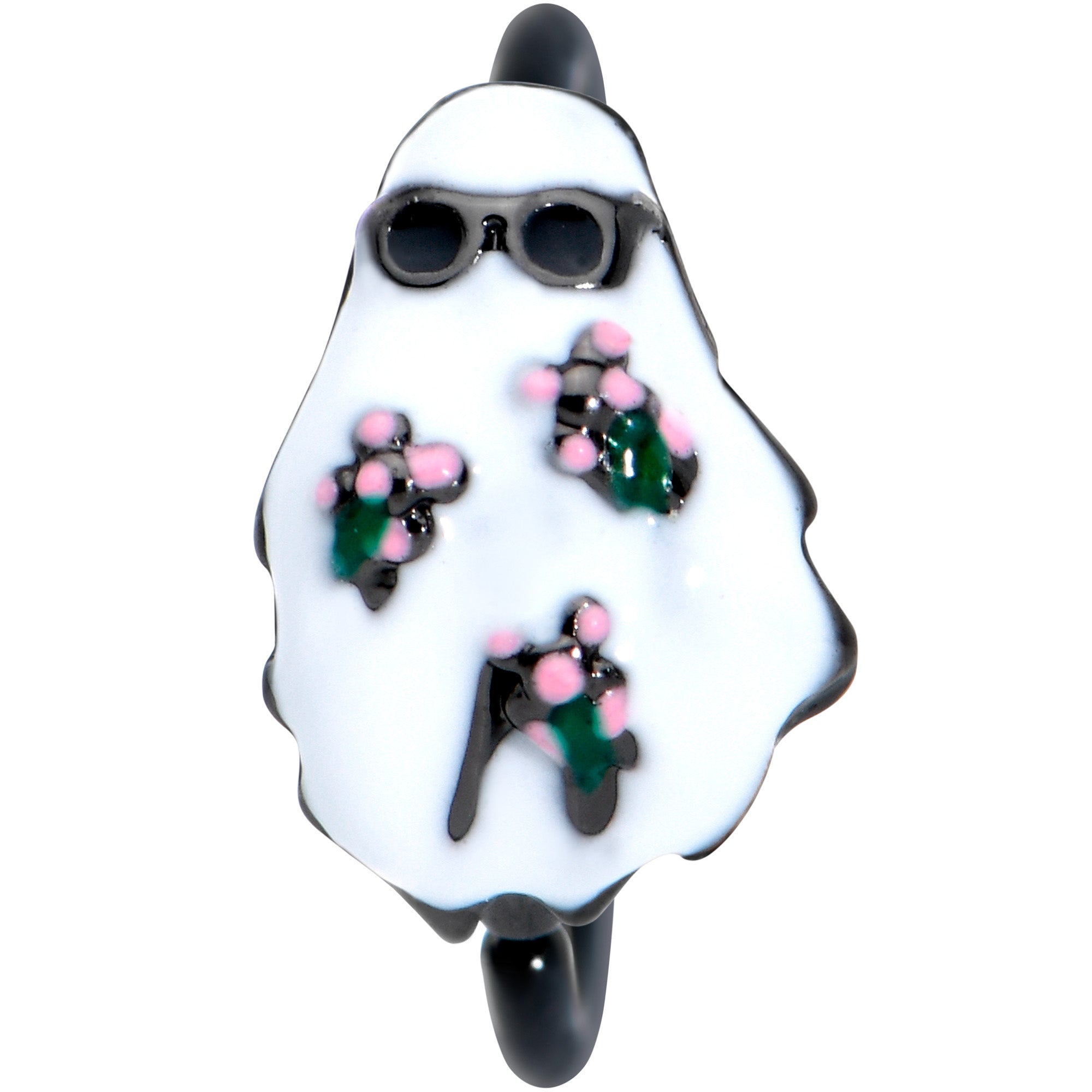 20 Gauge 5/16 Black Hipster Ghost Halloween Nose Hoop