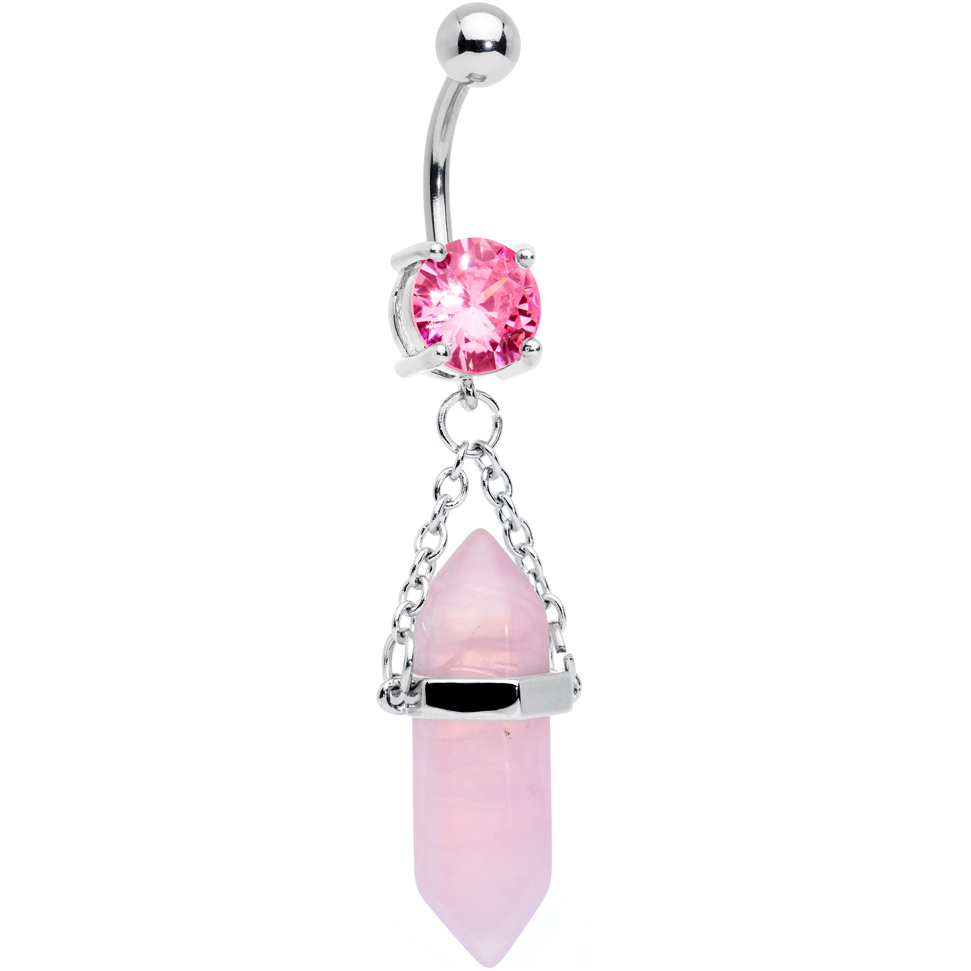 Pink Beryl Stone Stone Hippie Dangle Belly Ring