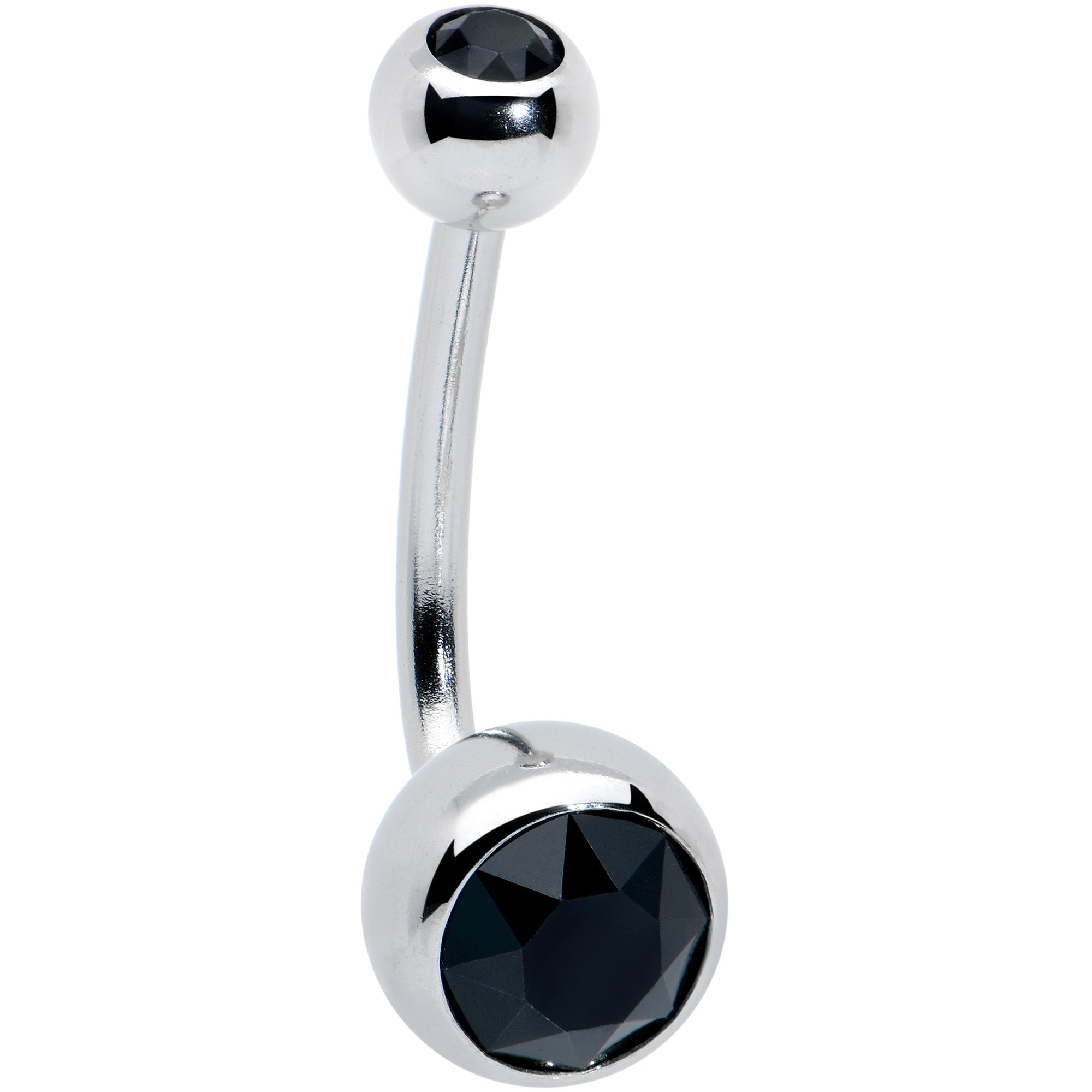 Black Gem J Curve Belly Ring