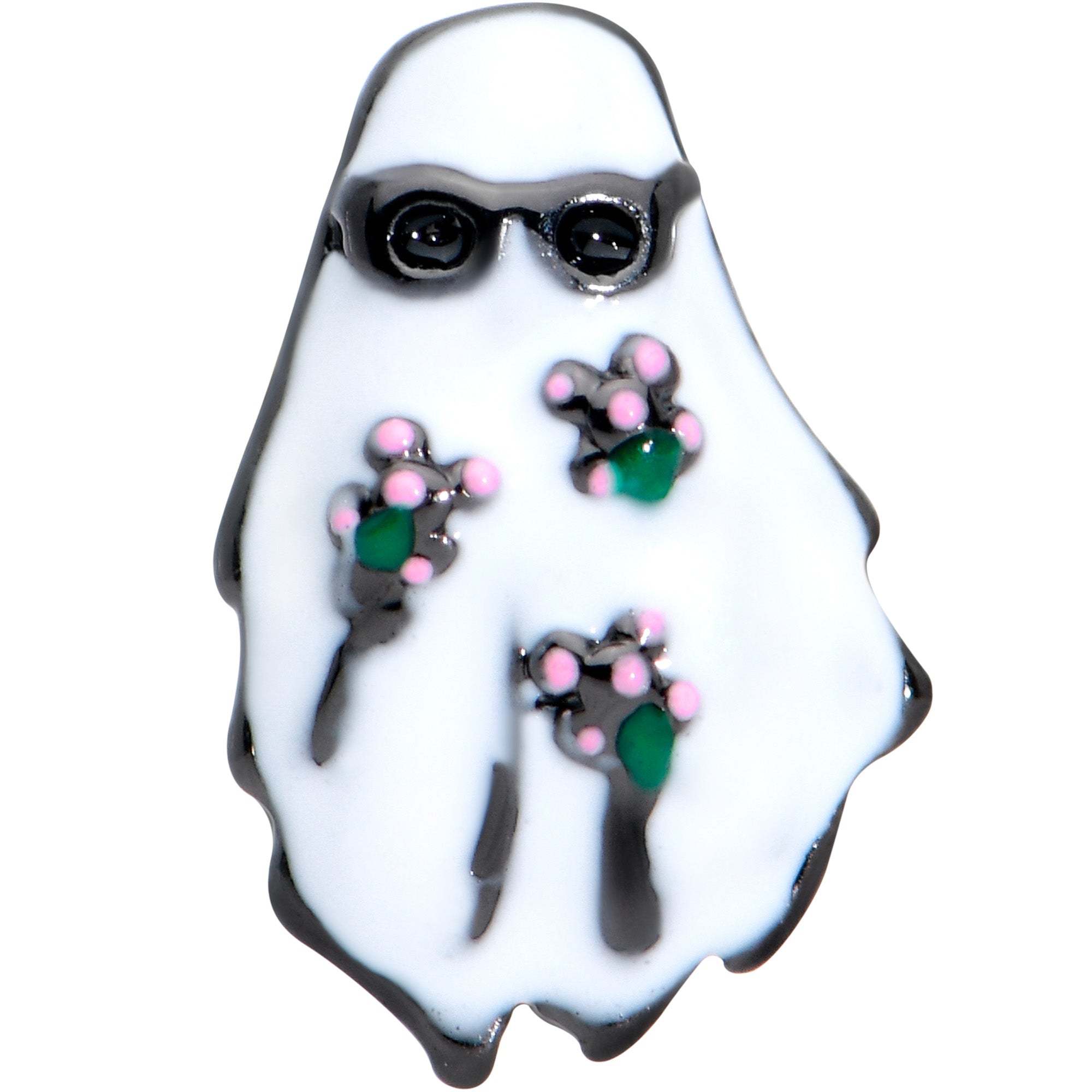 16 Gauge 1/4 Black Hipster Ghost Halloween Tragus Cartilage Earring