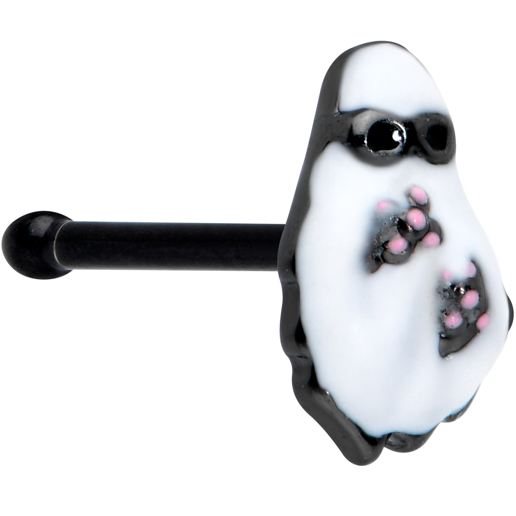 20 Gauge 1/4 Black Hipster Ghost Halloween Nose Bone