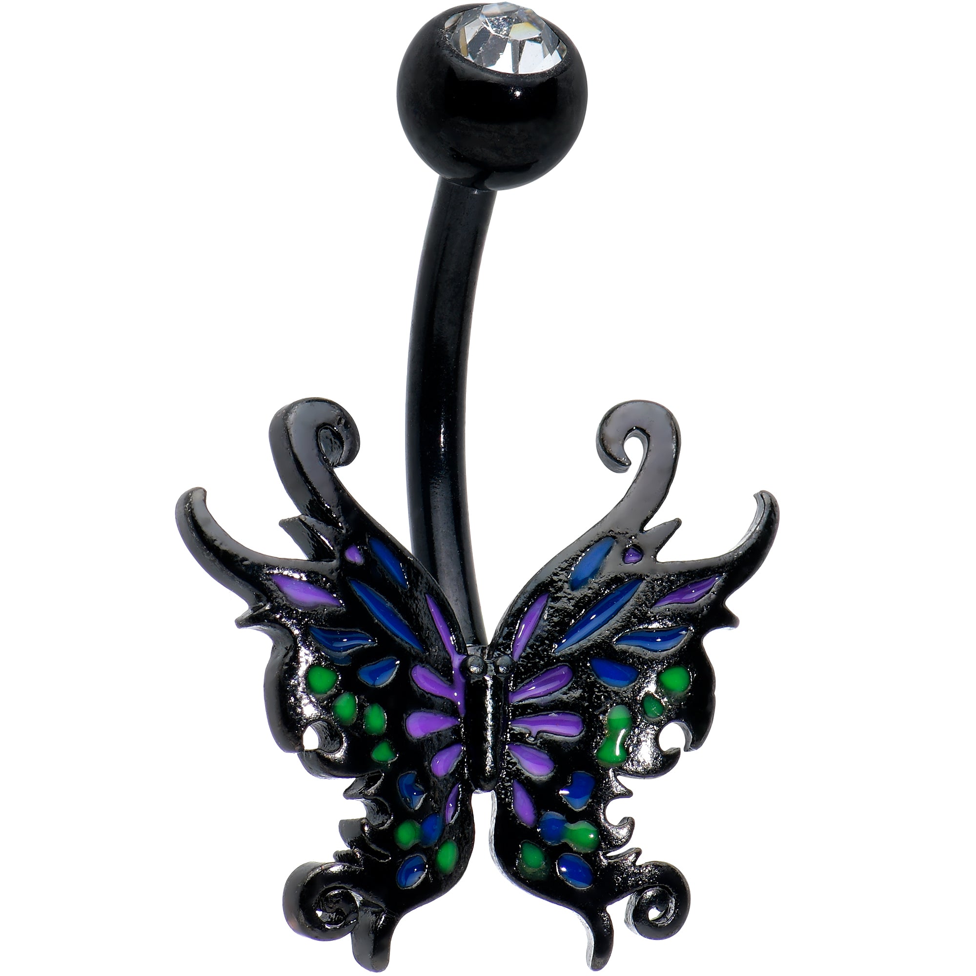 Black Fantasy Faerie Wings Belly Ring