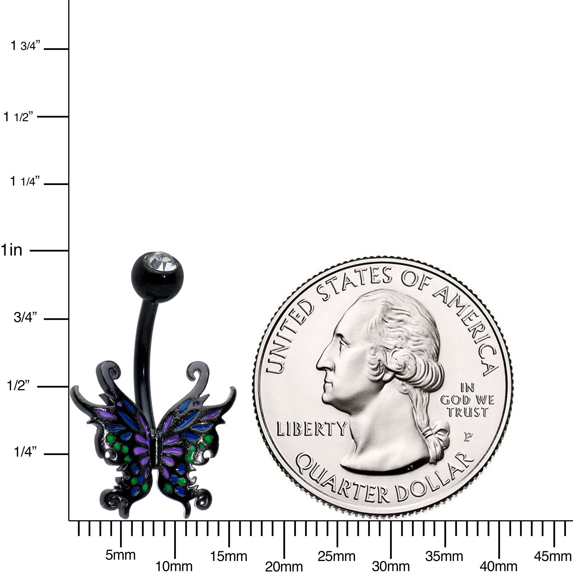 Black Fantasy Faerie Wings Belly Ring