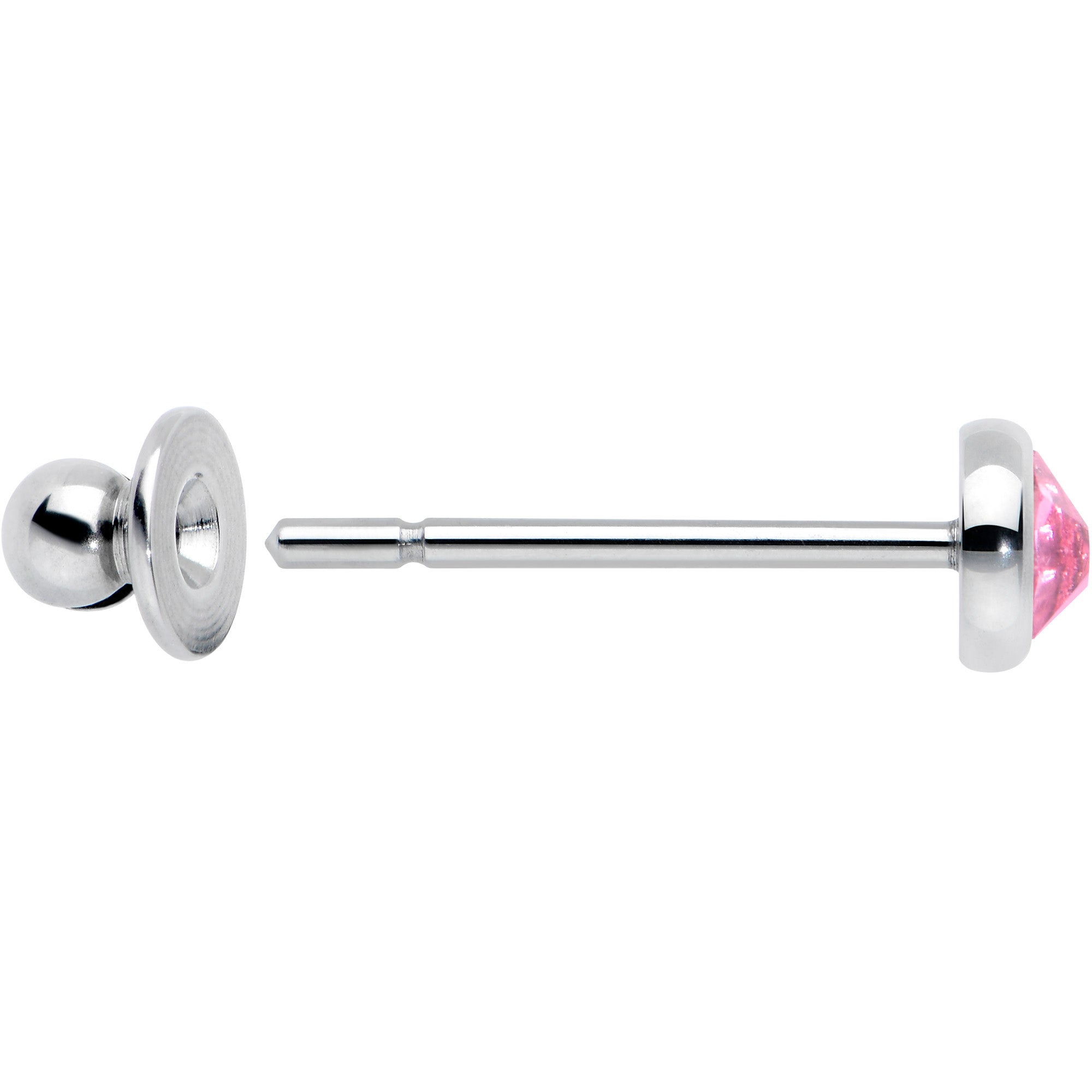 4mm Pink Gem Bezel G23 Titanium Post Stud Earrings