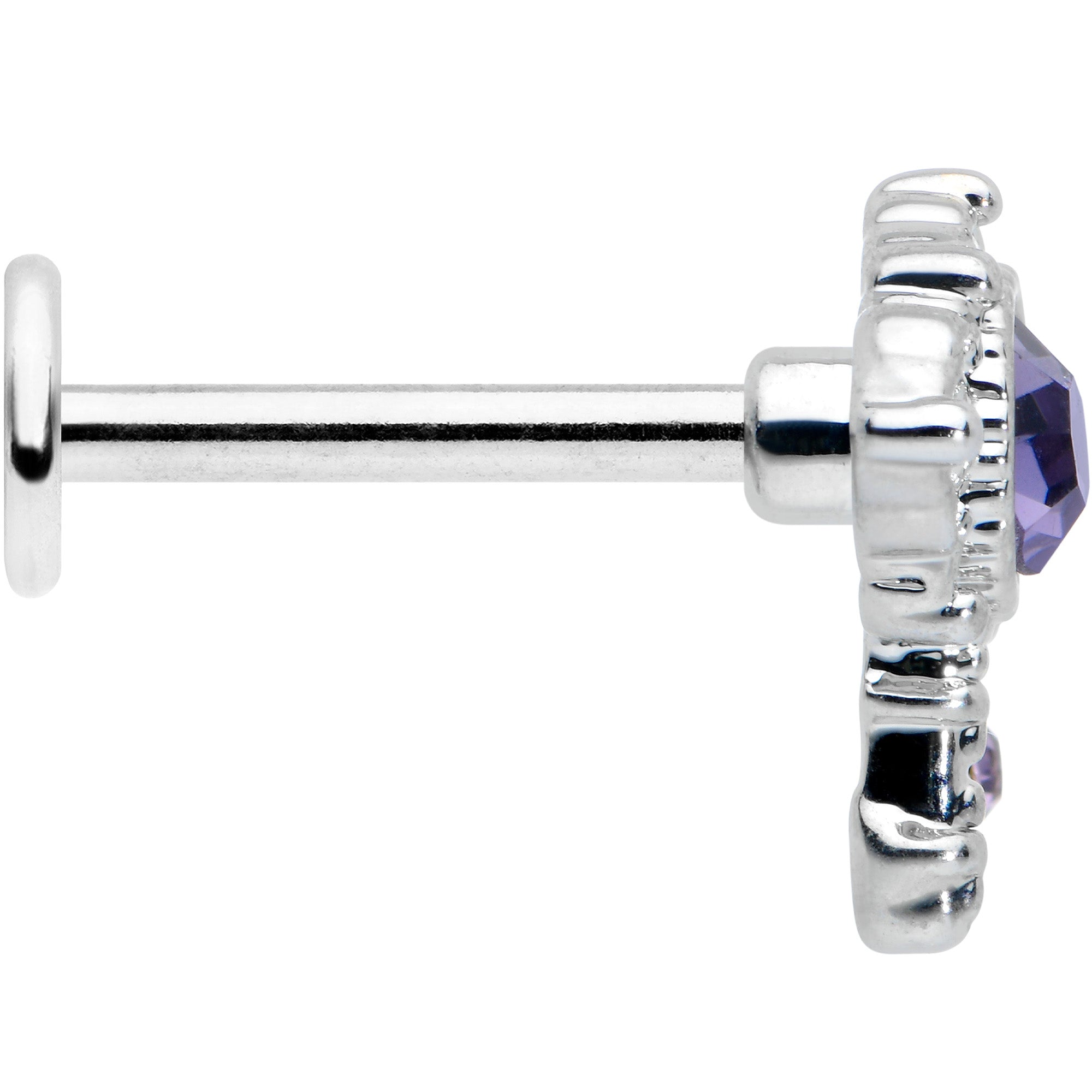 16 Gauge 5/16 Purple Gem Unlock My Heart Key Labret Monroe Tragus