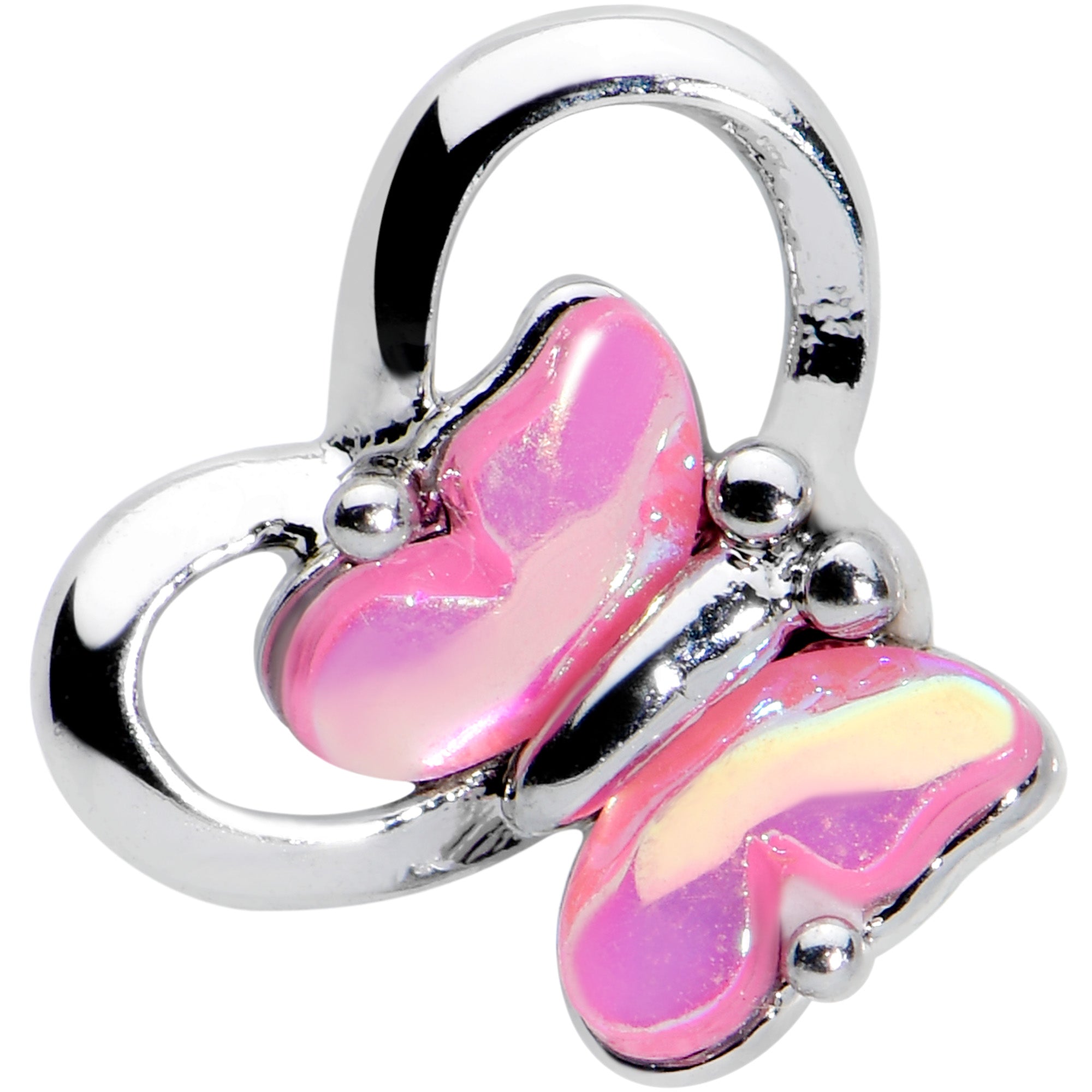 16 Gauge 5/16 Heart Pink Butterfly Labret Monroe Tragus