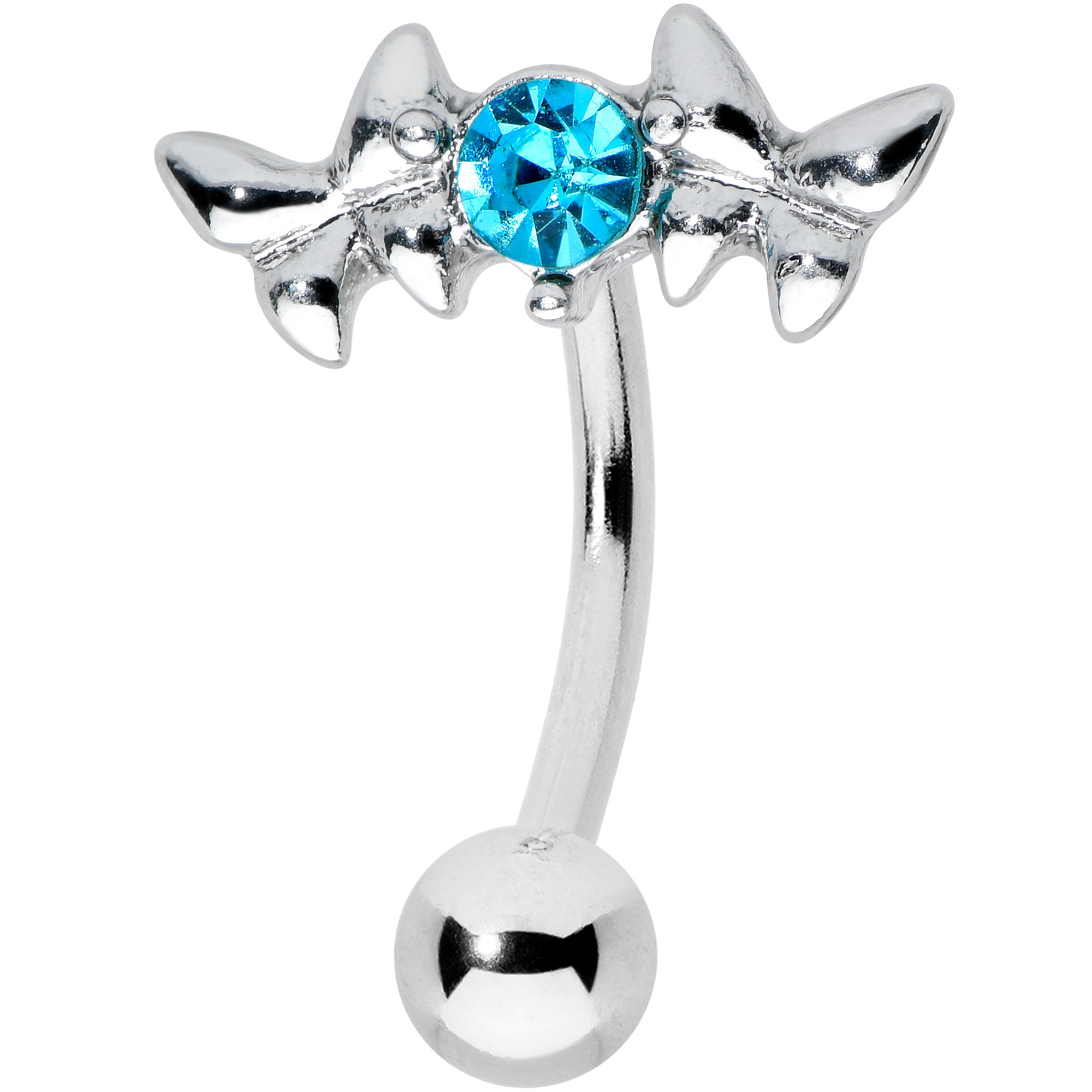 Blue Gem Sweet Butterflies Top Mount Belly Ring