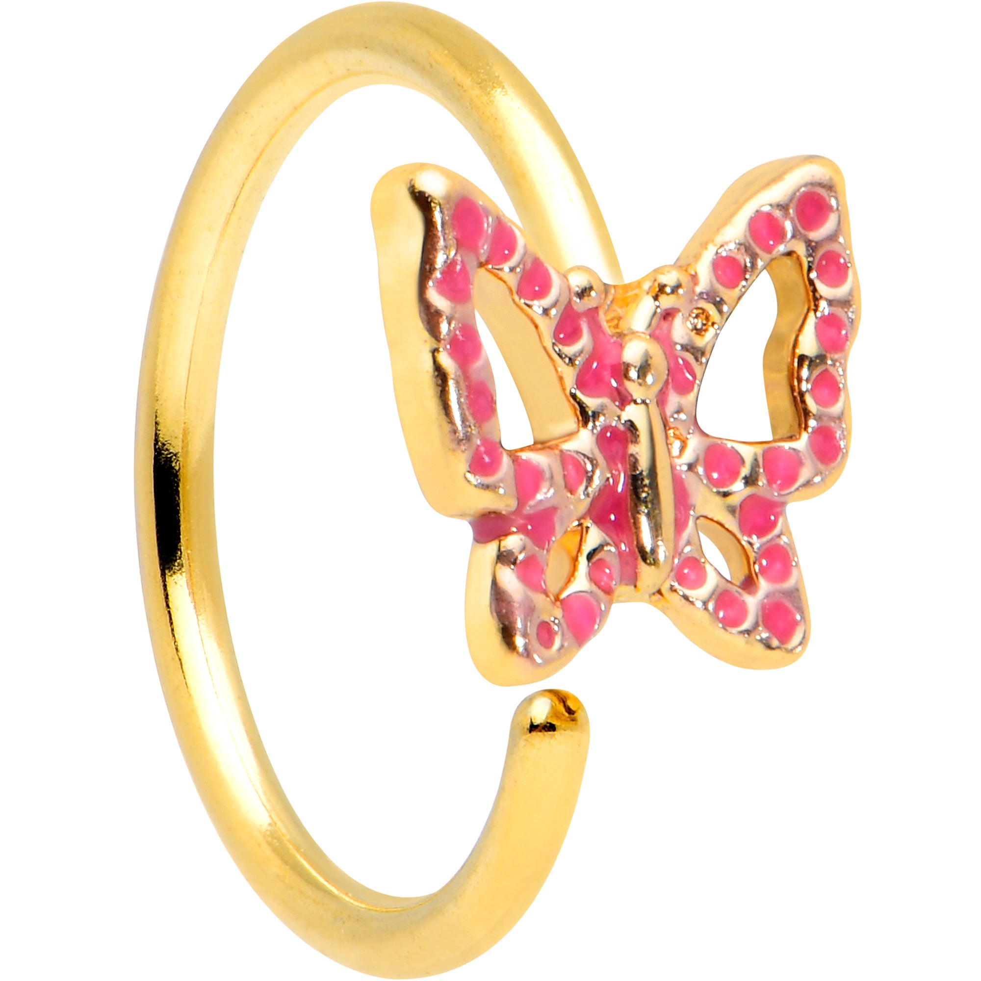 20 Gauge 5/16 Gold Tone Sweet Simple Butterfly Nose Hoop