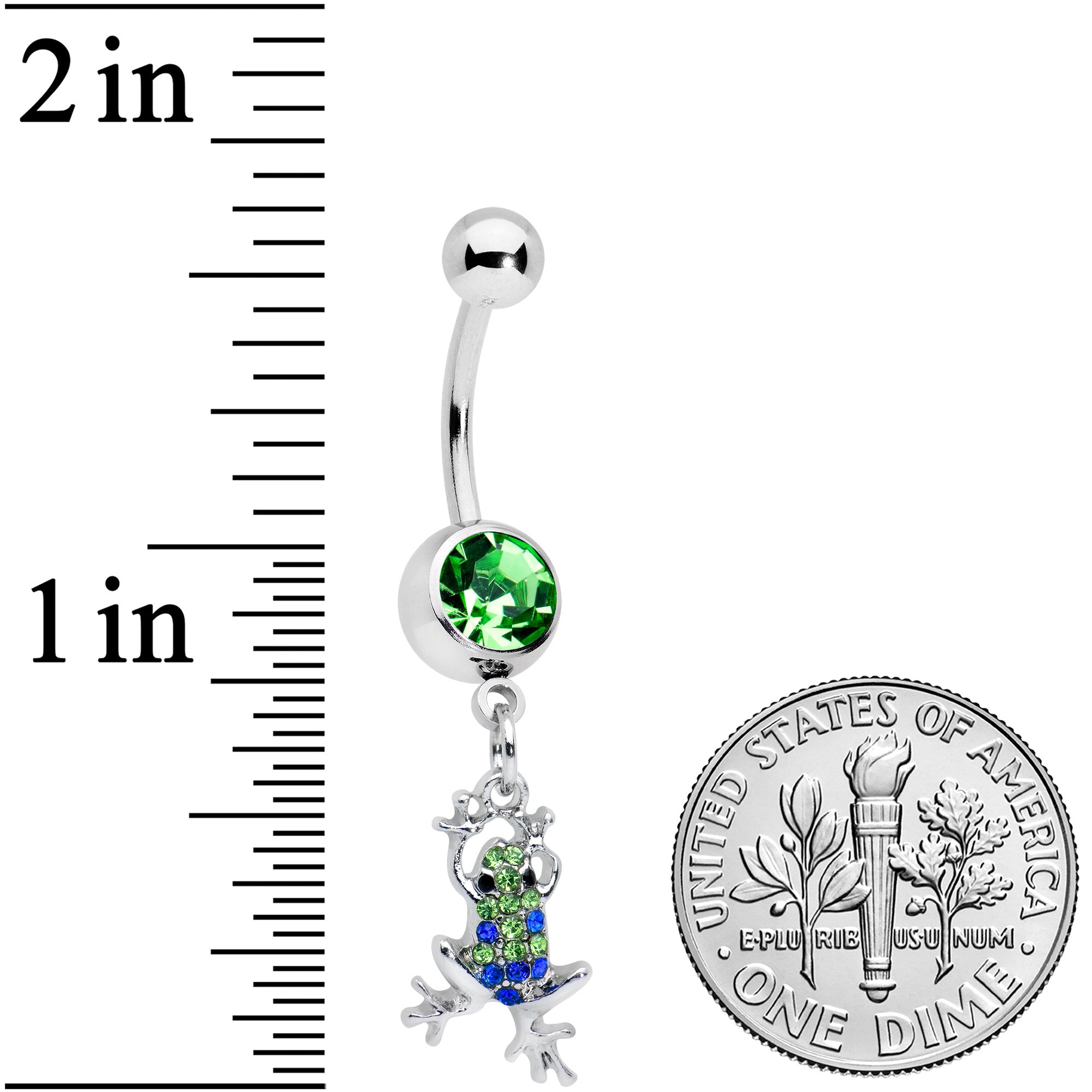 Green Blue Gem Fabulous Frog Dangle Belly Ring