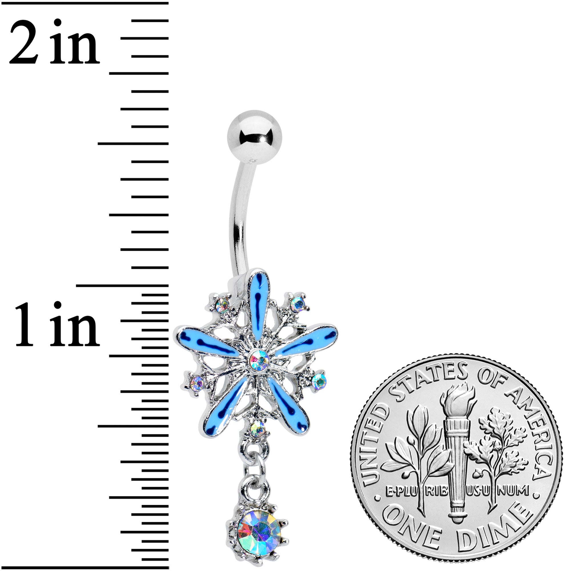 Aurora Gem Snowflake Blues Christmas Dangle Belly Ring