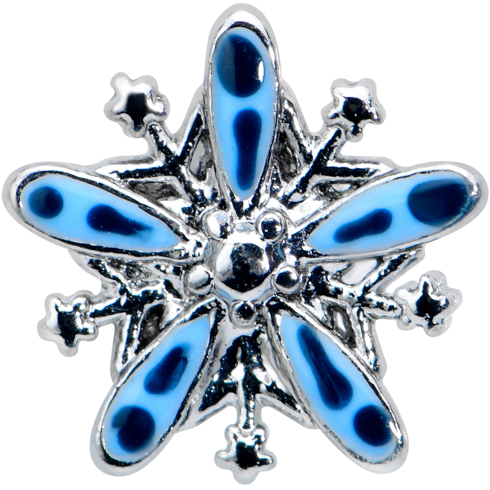 20 Gauge 7.5mm Snowflake Blues Christmas Nose Bone