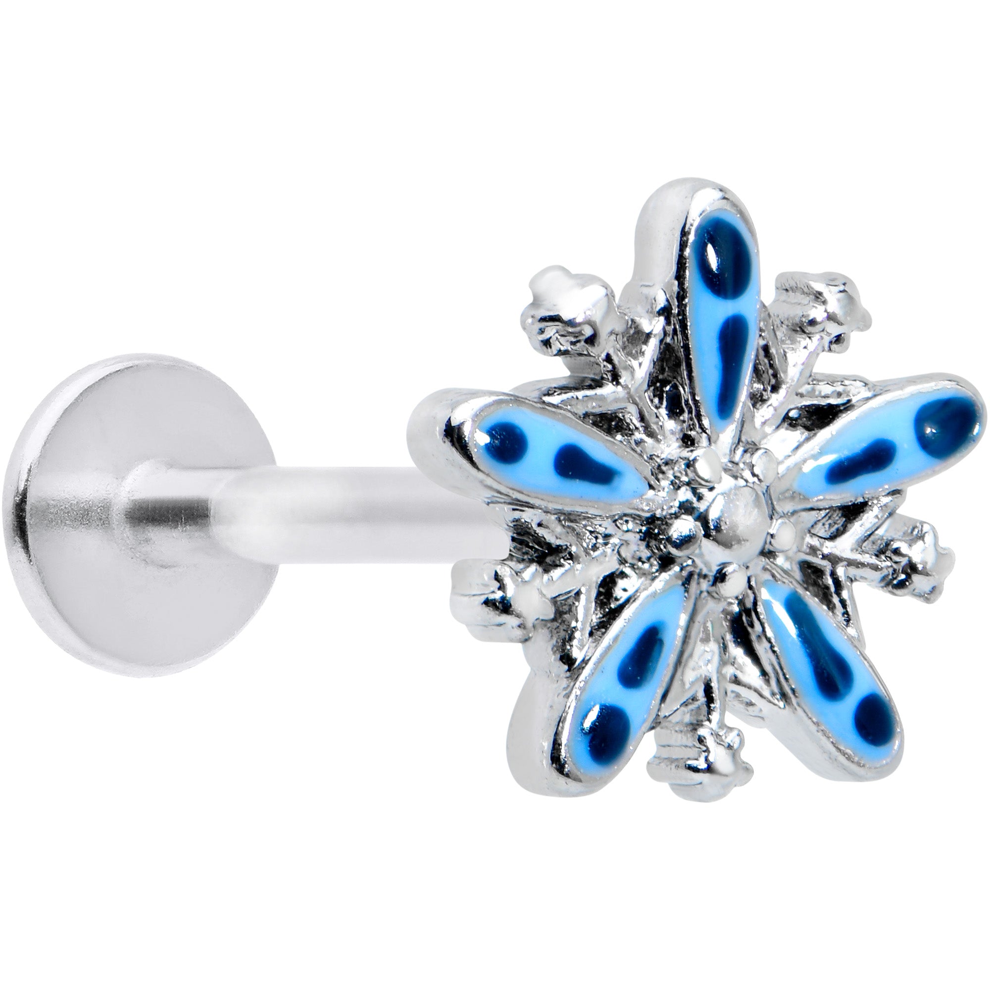 16 Gauge 5/16 Snowflake Blues Christmas Labret Monroe Tragus