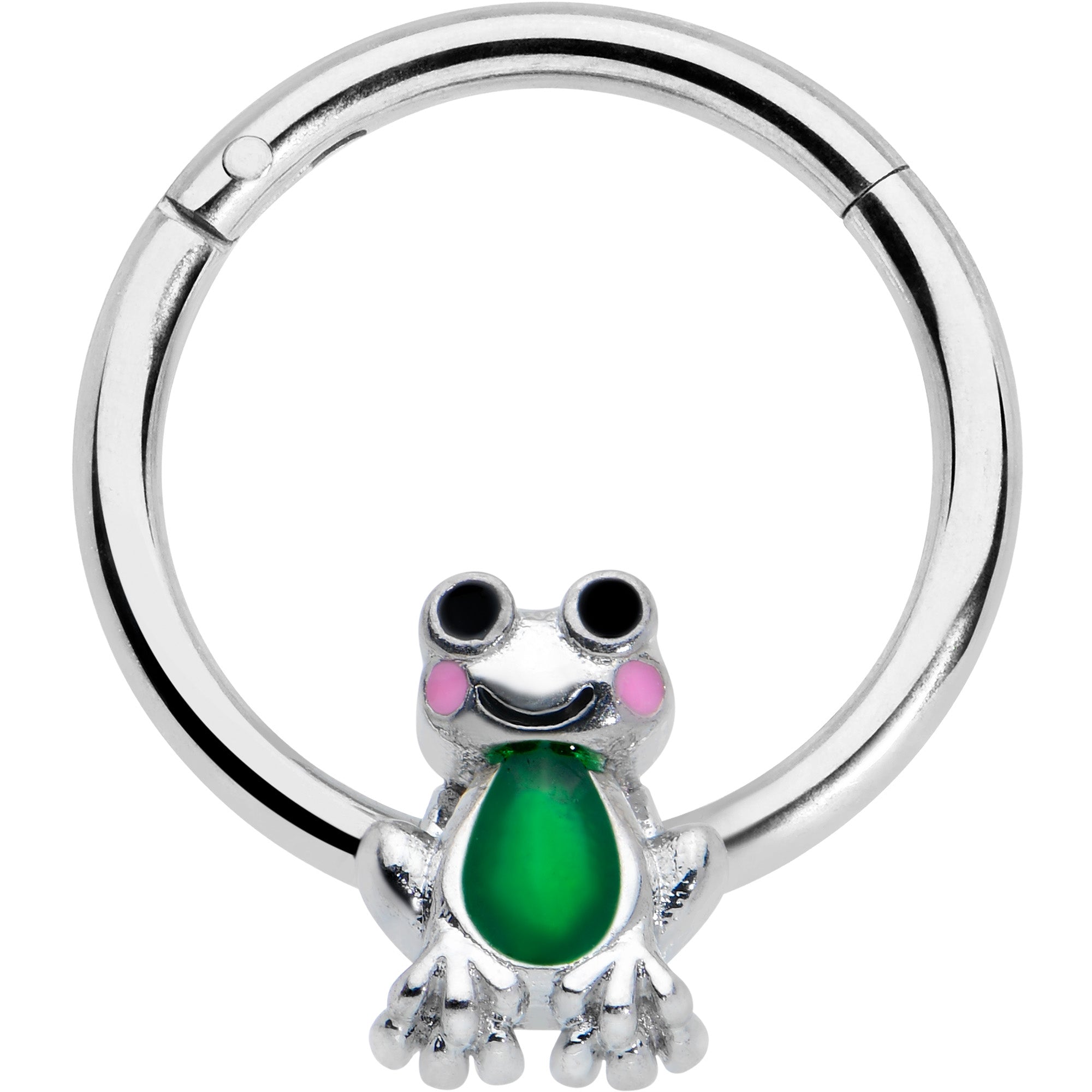 16 Gauge 3/8 Green Groovy Frog Hinged Segment Ring