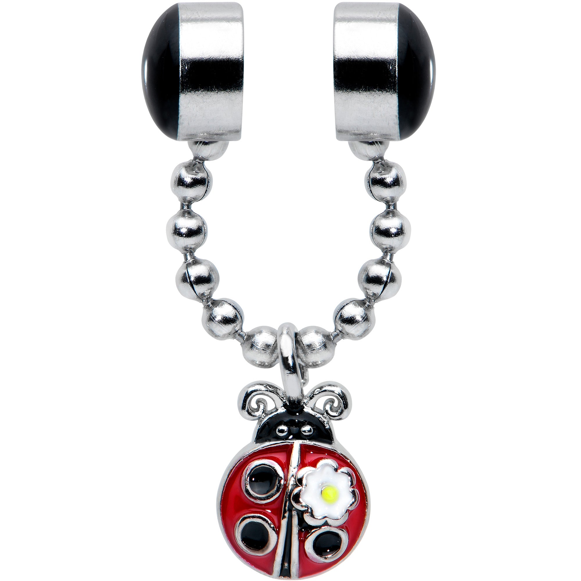 Ladybug Chain Dangle Non Pierced Magnetic Clip On Fake Septum Ring