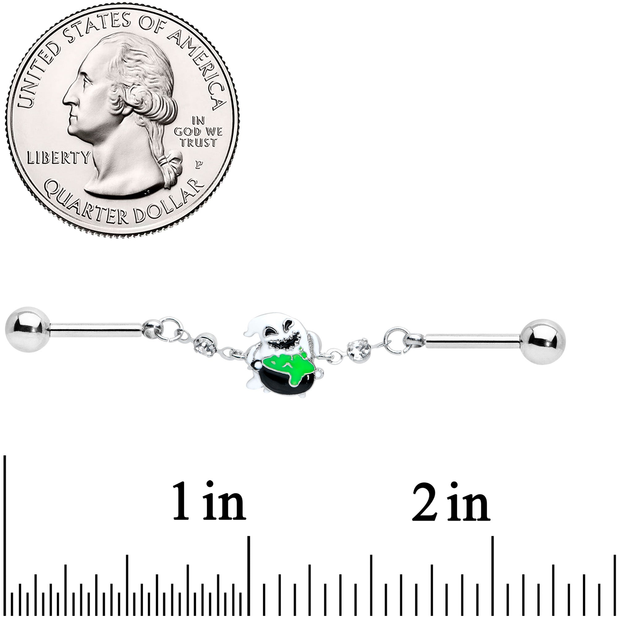 14 Gauge Ghost Goo Cauldron Halloween Chain Industrial Barbell 38mm