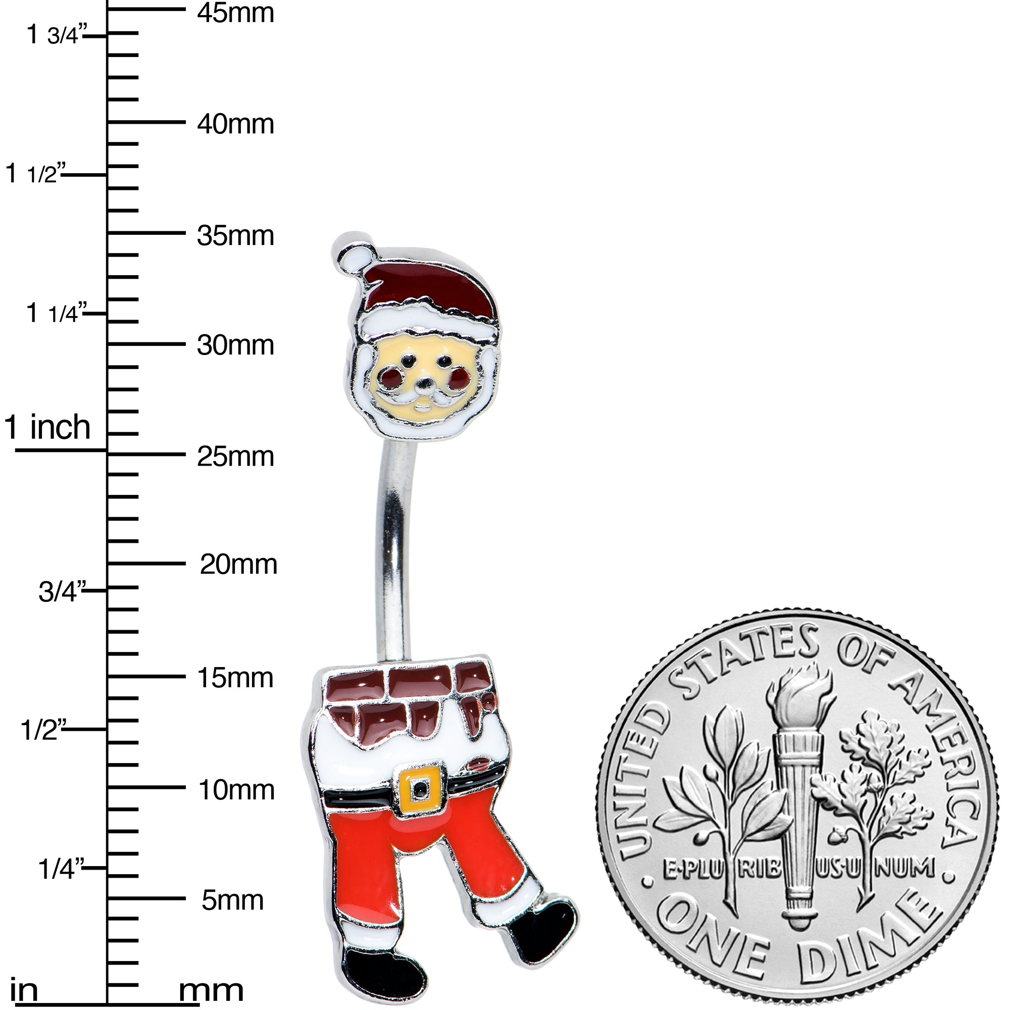 Santa Stuck in Chimney Christmas Double Mount Belly Ring