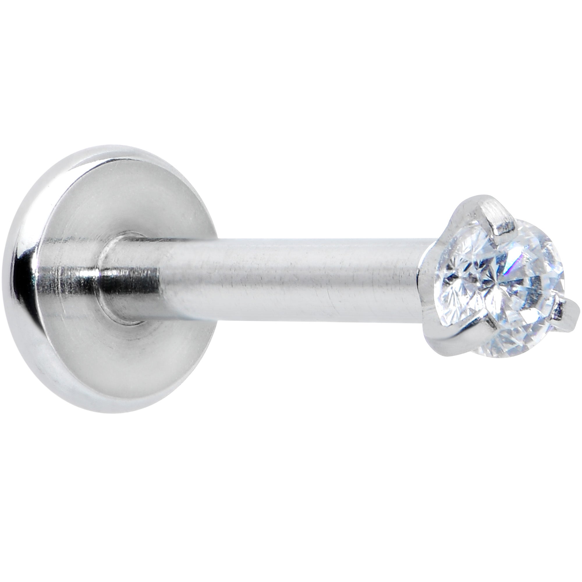 16 Gauge 5/16 Clear Gem 2mm Internally Threaded Labret Monroe Tragus